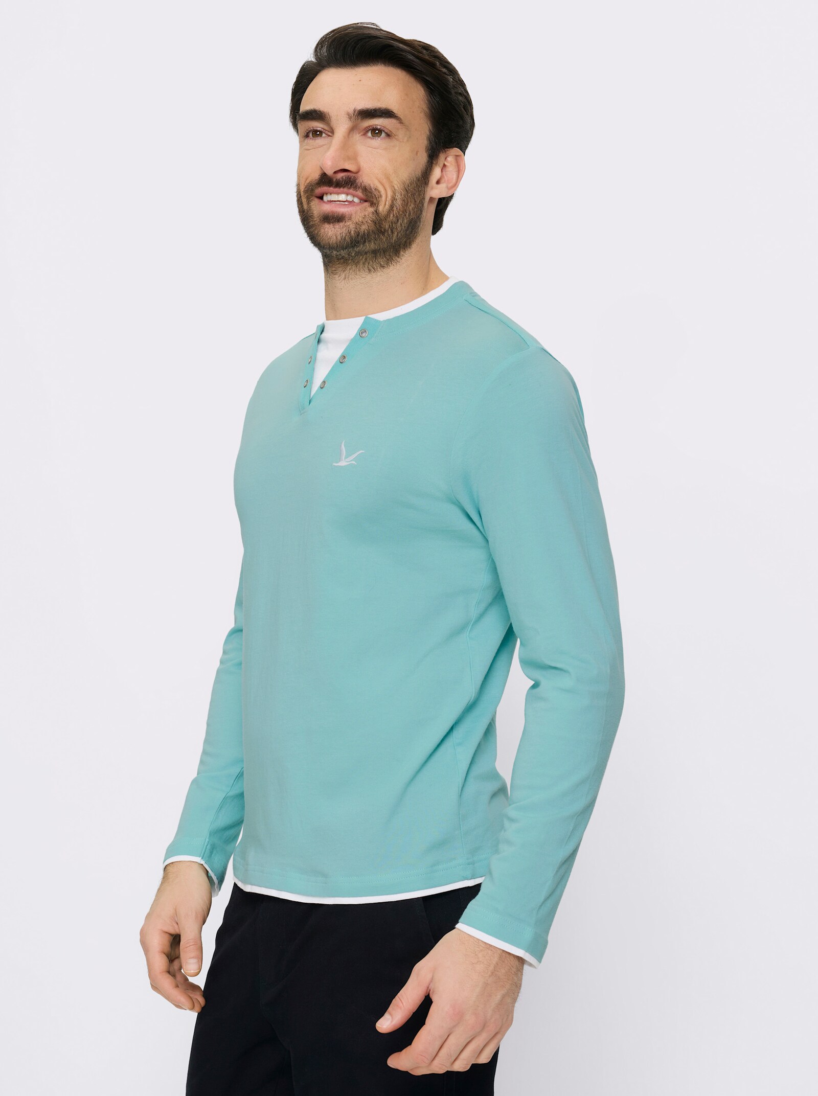 Catamaran Langarmshirt im Doppelpack - mint + hellgrau