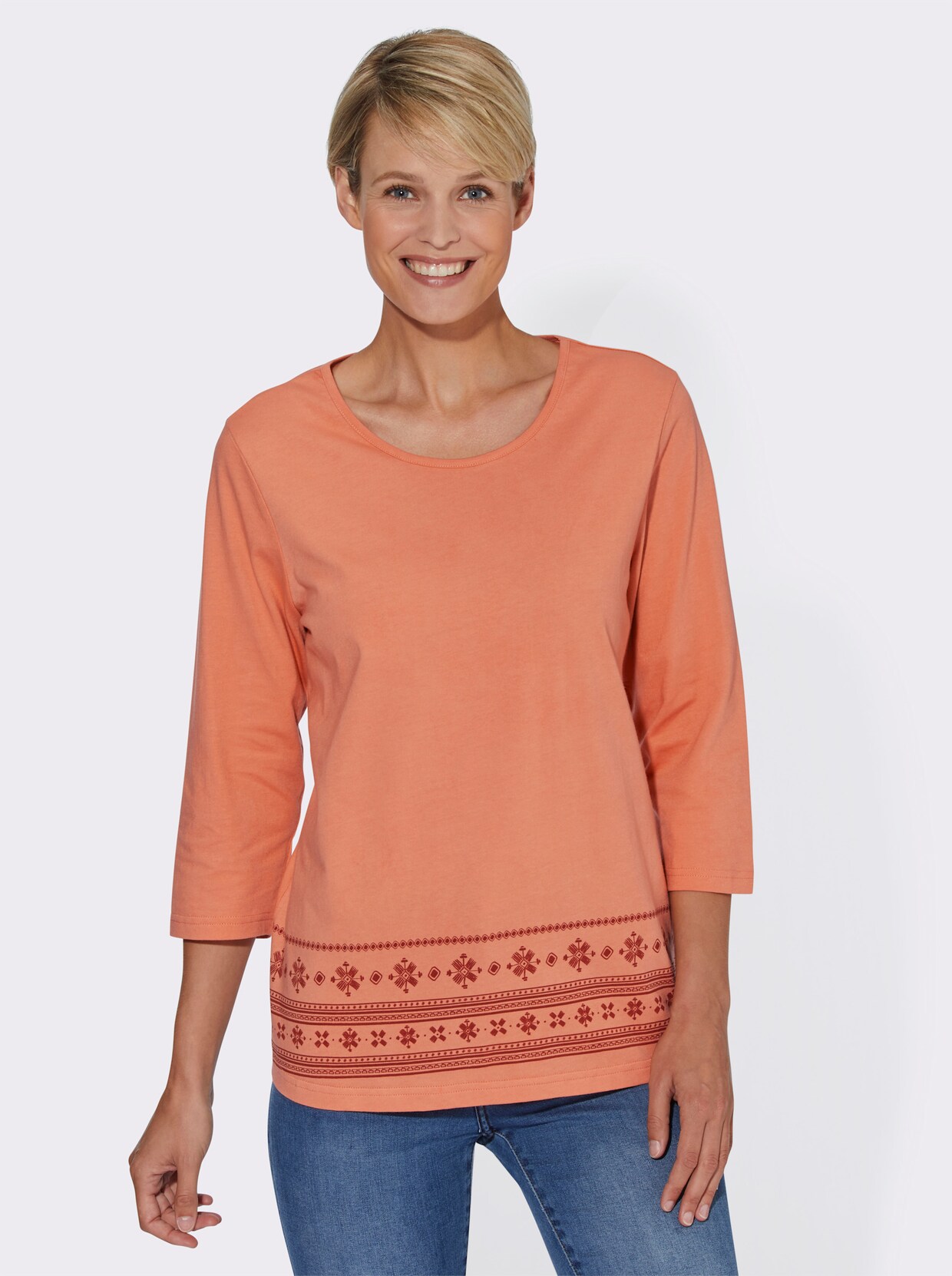 Shirt met 3/4-mouw - papaja bedrukt