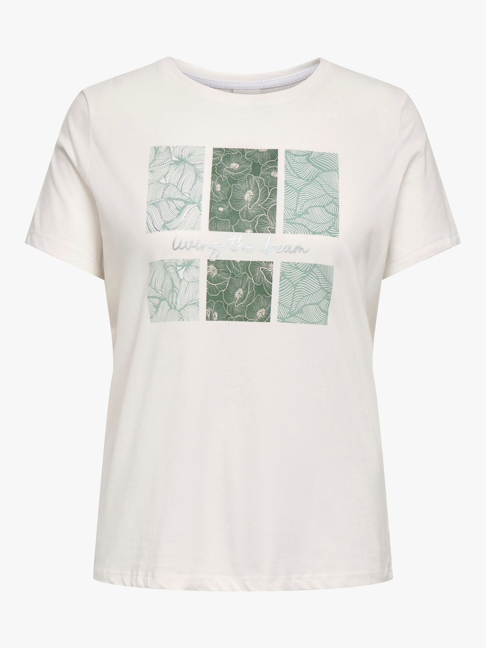 ONLY CARMAKOMA Kurzarmshirt - cloud dancer print:living the dream