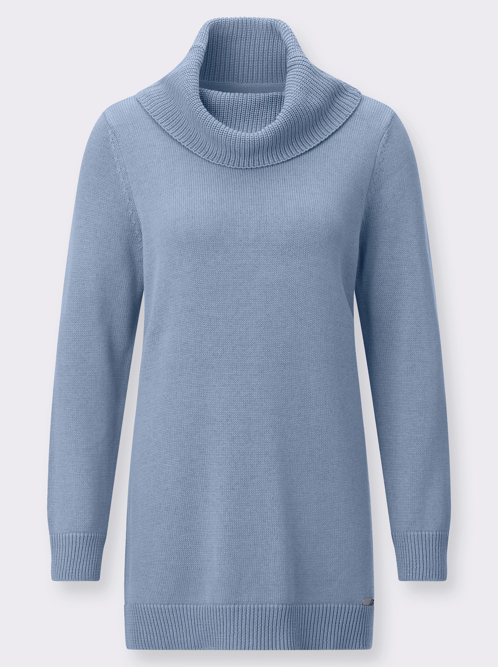 Longpullover mit halsfernem Rollkragen - bleu