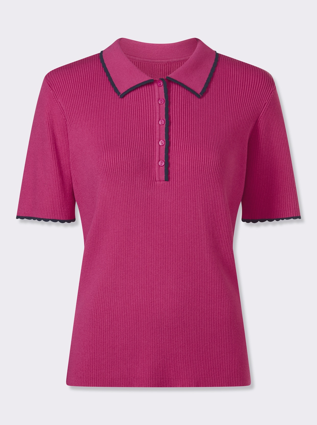 feel good Kurzarmpullover - fuchsia-dunkelblau