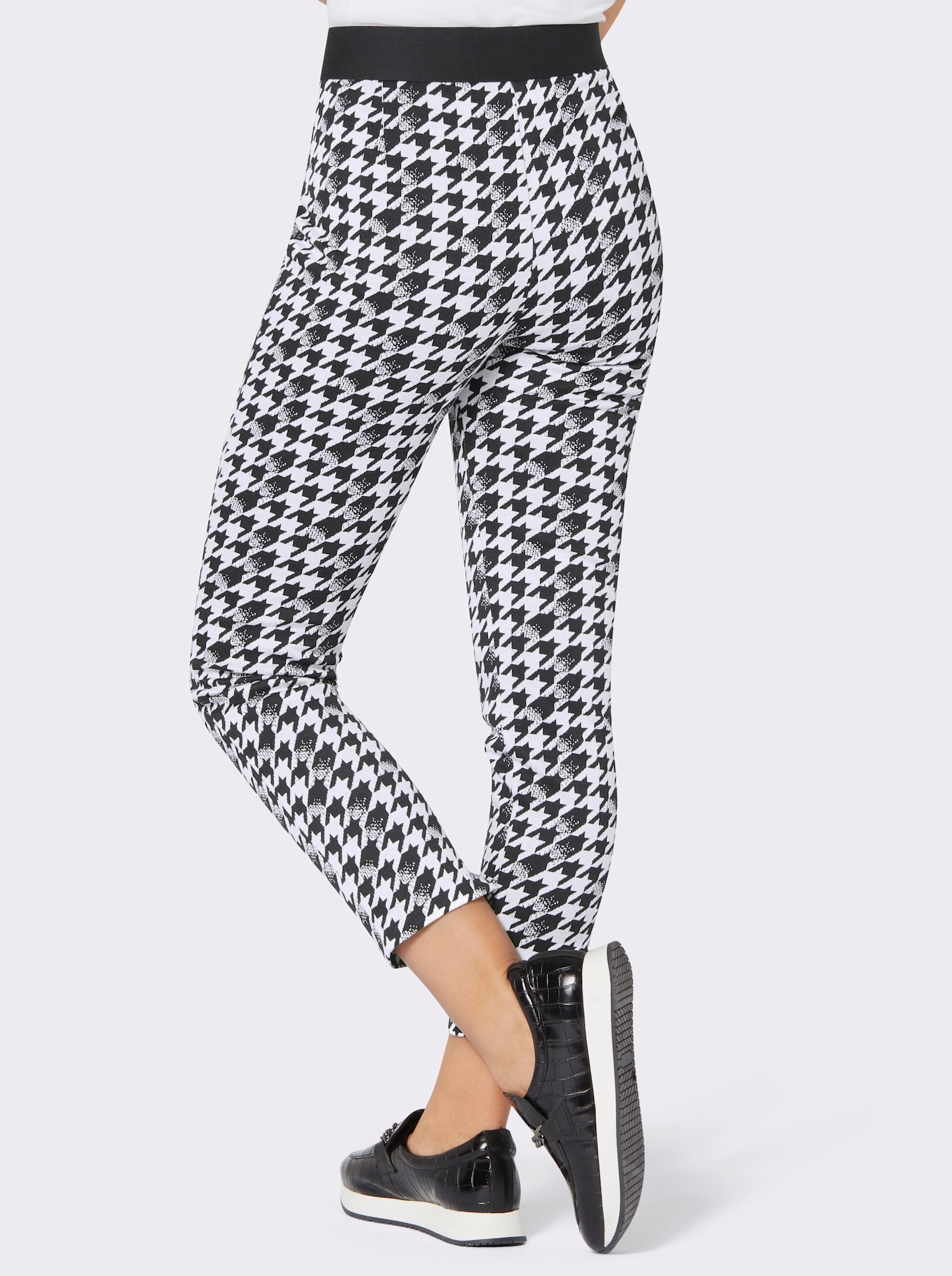 Pantalon imprimé avec motif pied-de-poule - noir-écru imprimé