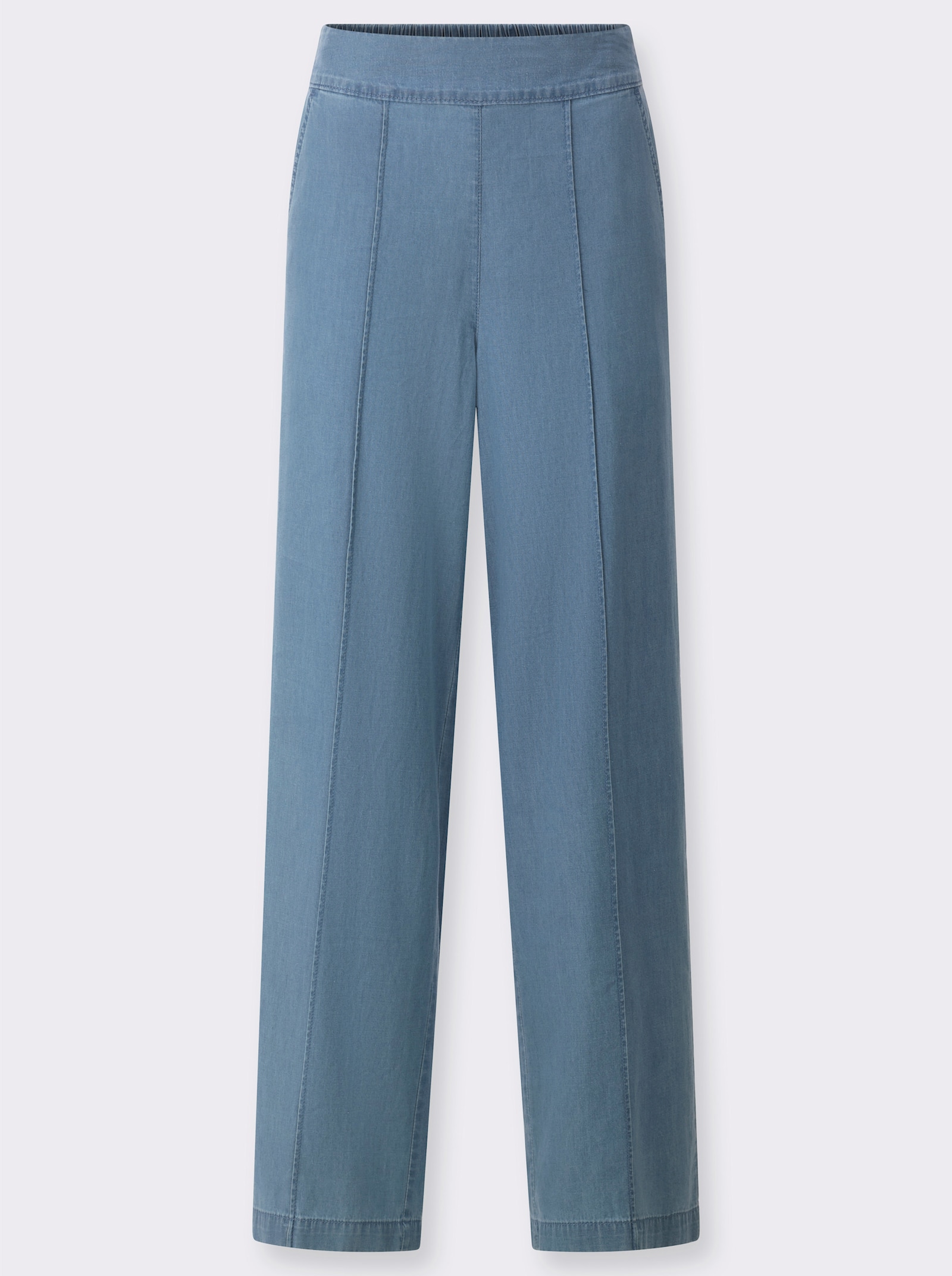 High-waist-Jeans mit weiten Hosenbeinen - blue-bleached