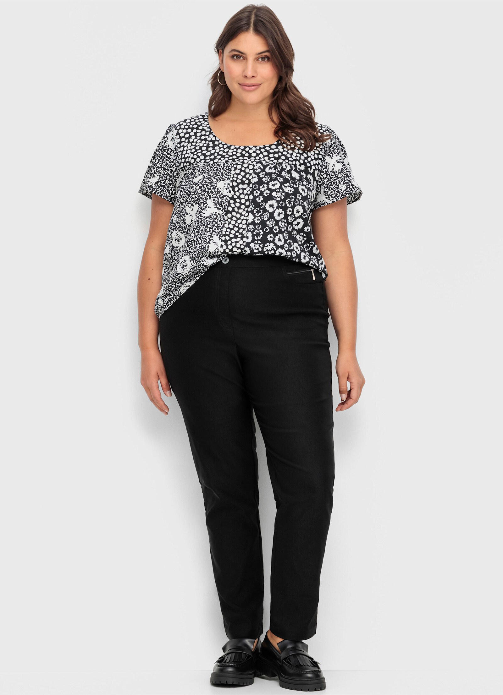 Bengalinhose mit Zierreißverschlüssen - schwarz