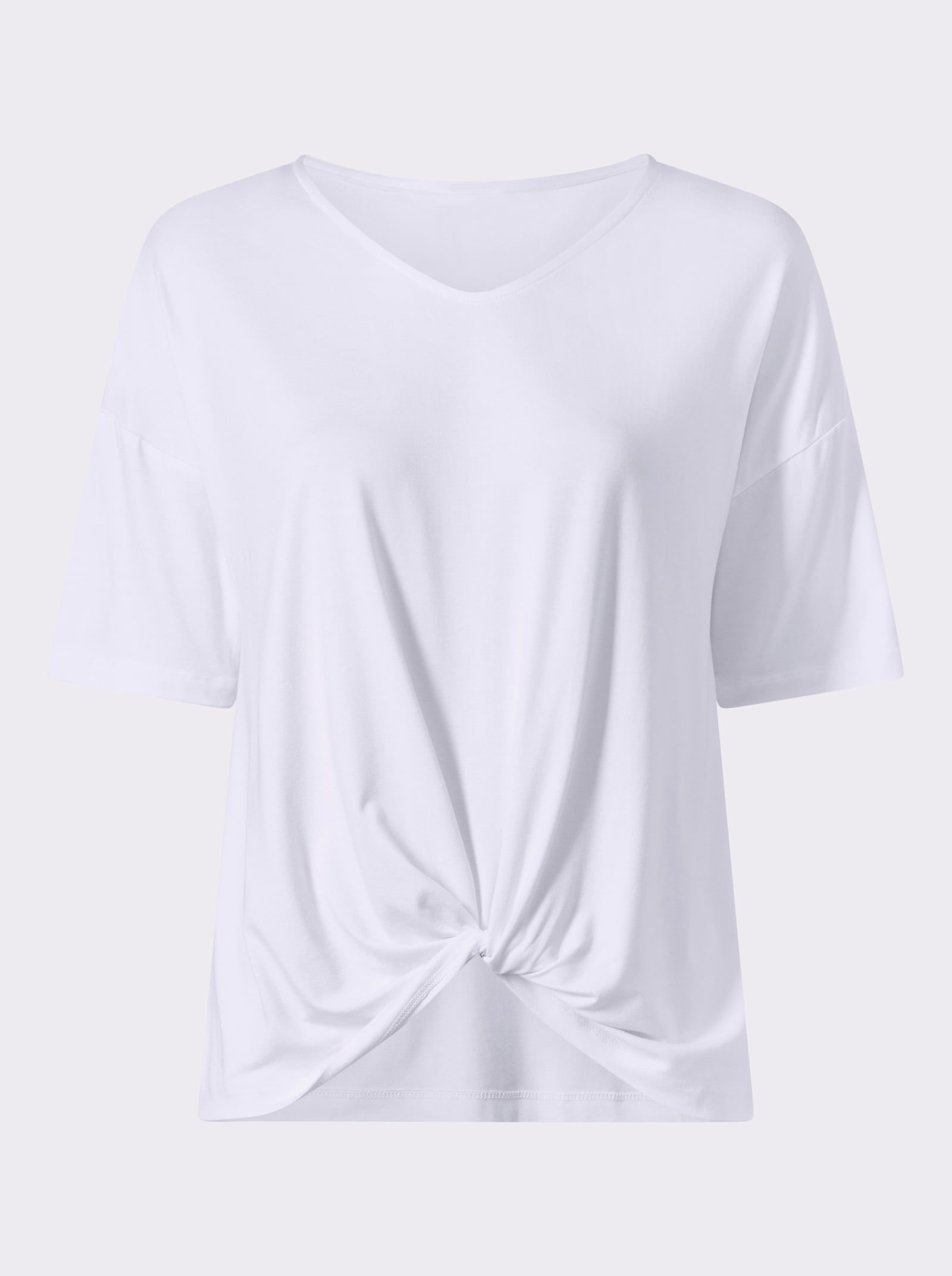 heine Kurzarmshirt mit Knoten-Optik - weiss