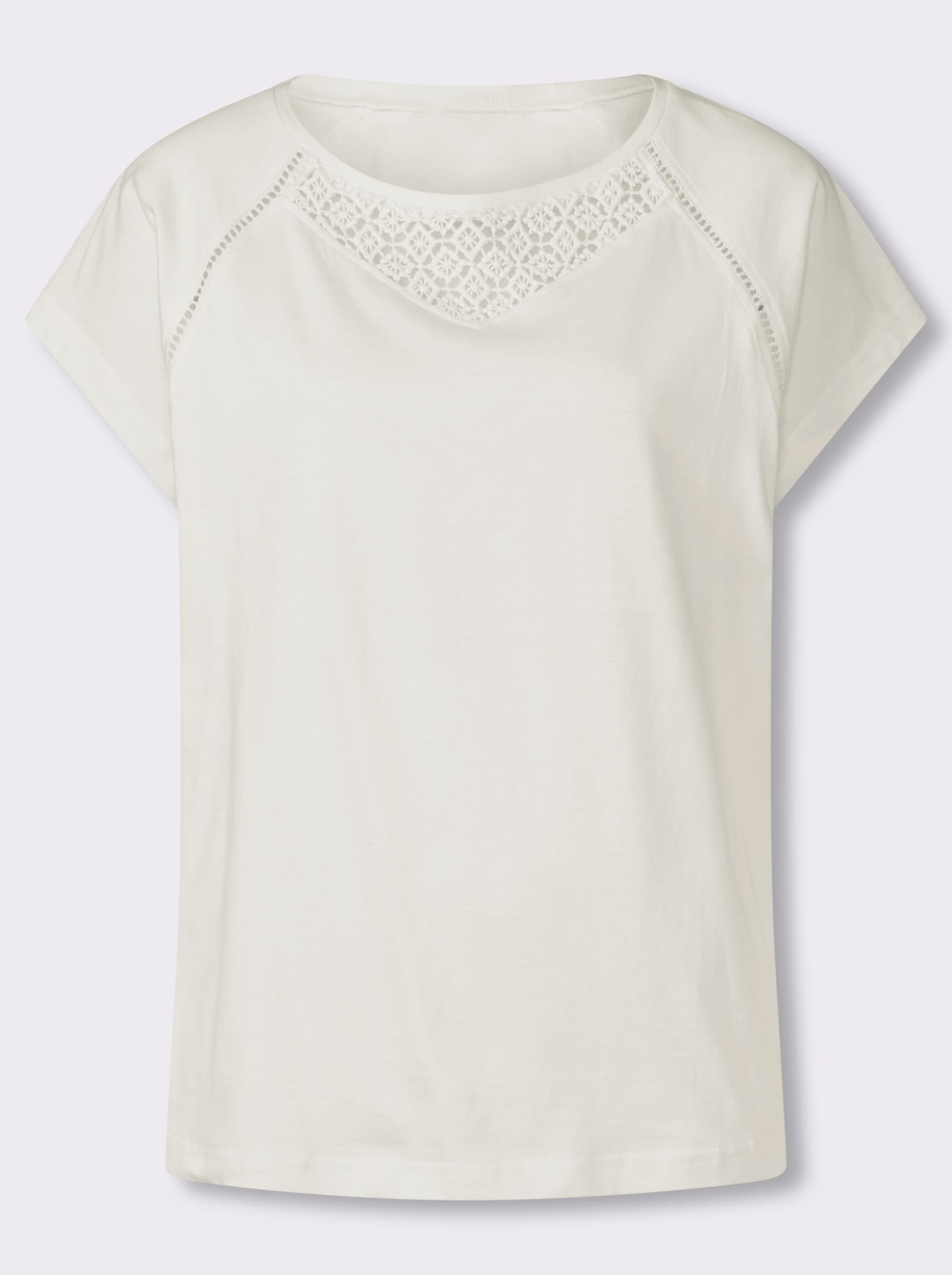 3/4-Arm-Shirt mit Spitzeneinsatz - ecru