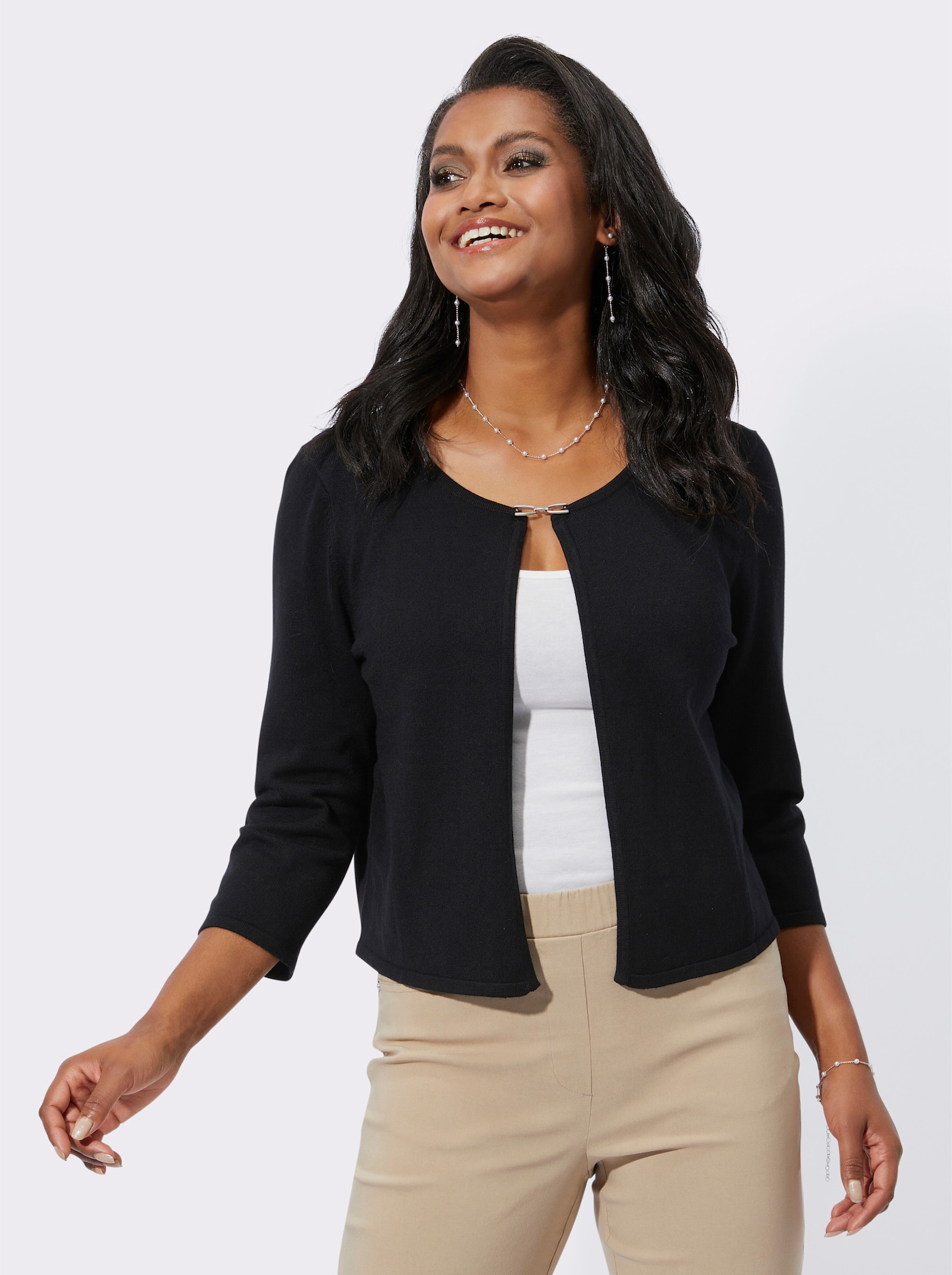 Bolero mit Zierspange - schwarz