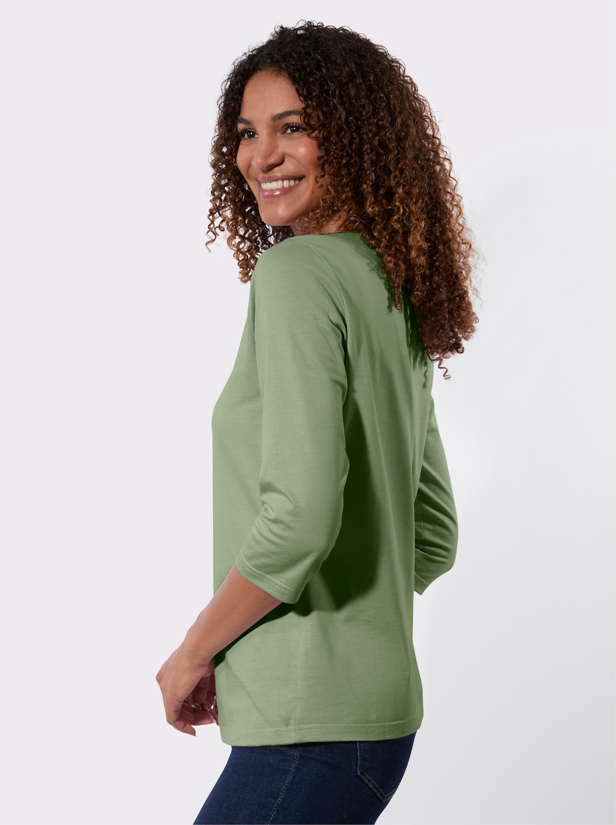 3/4-Arm-Shirt - eucalyptus + ecru