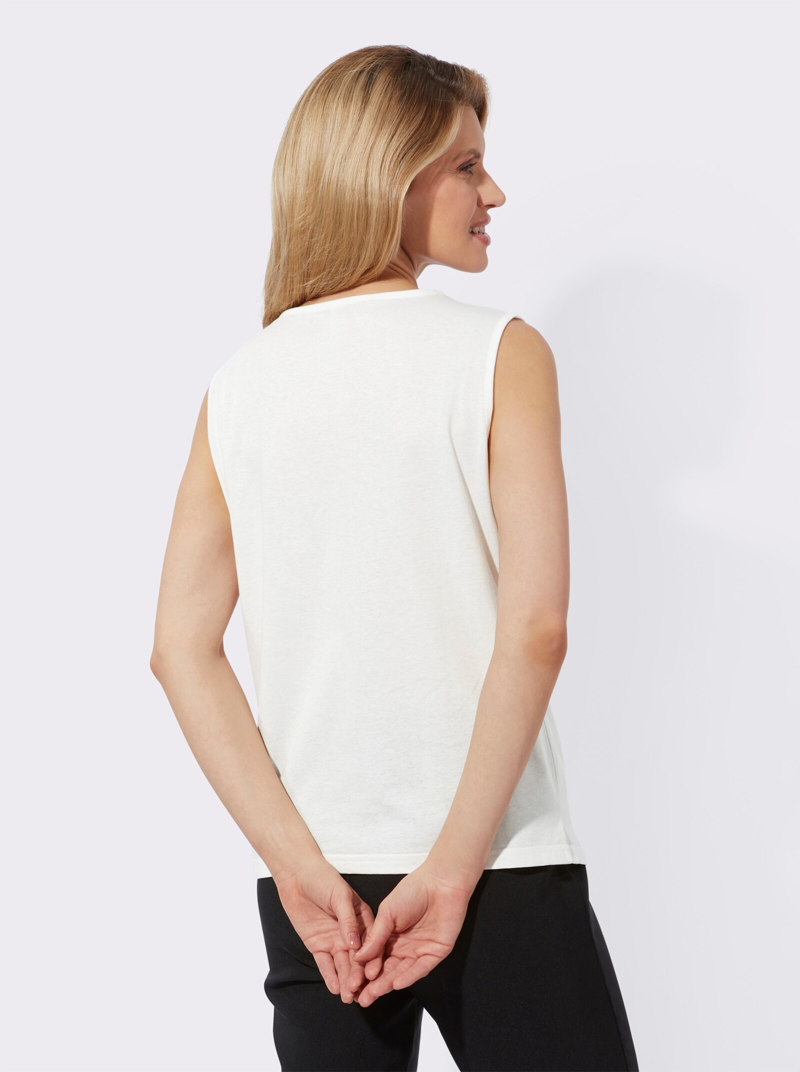 Shirttop met rimpeling - ecru