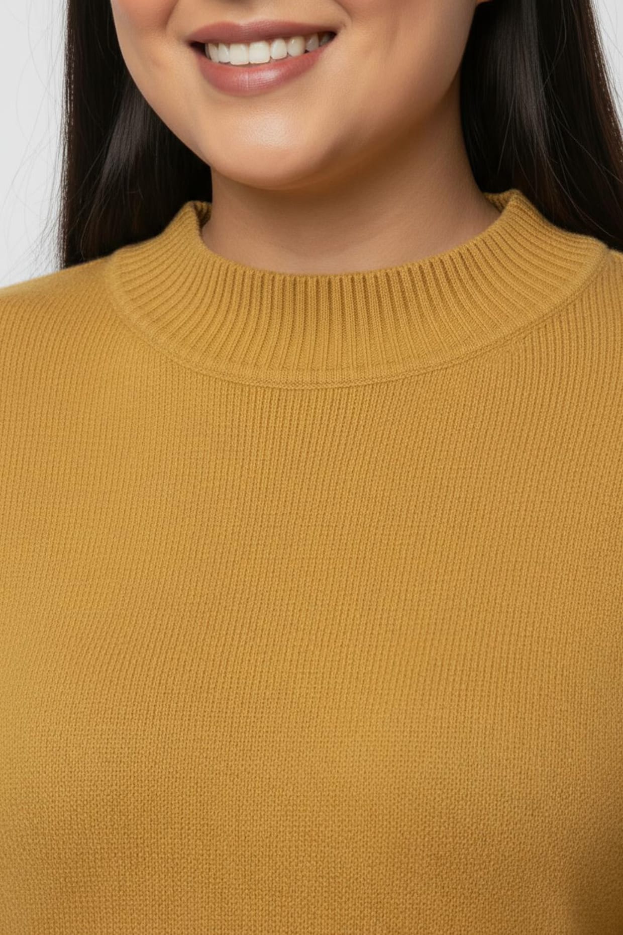 Stehkragenpullover mit Baumwolle - maisgelb