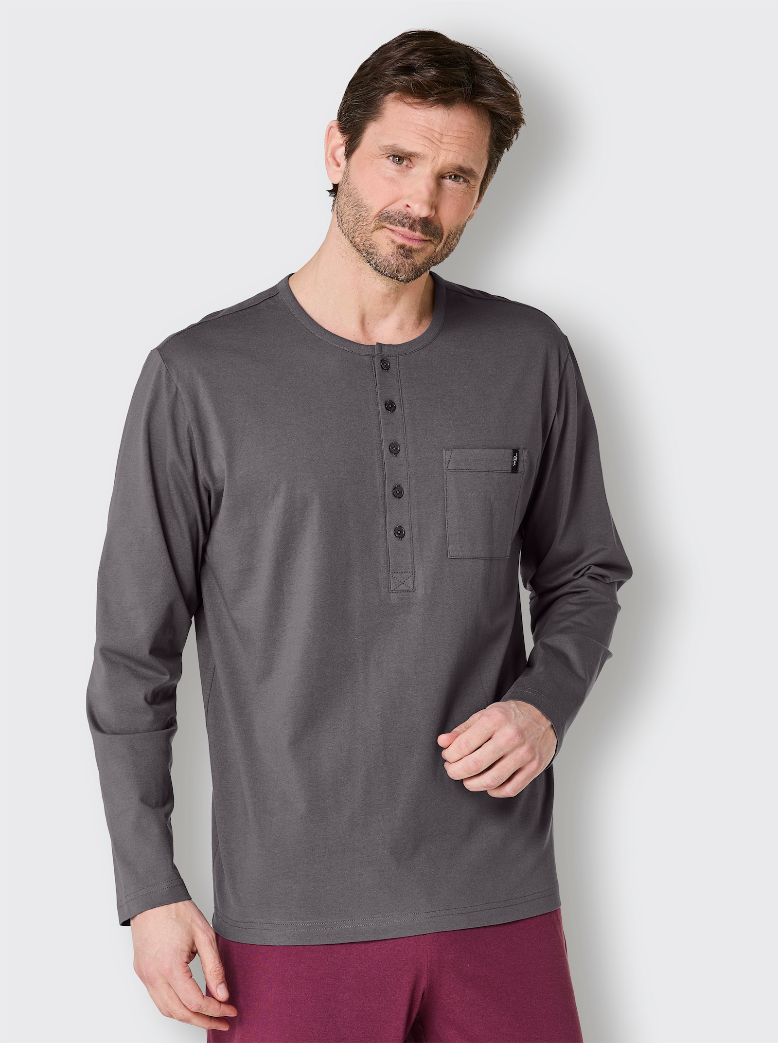 wäschepur men Schlafanzug-Shirts - burgund + anthrazit