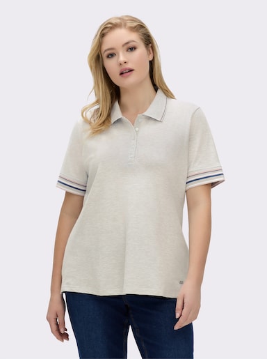Poloshirt in Pikee-Qualität - hellgrau-meliert