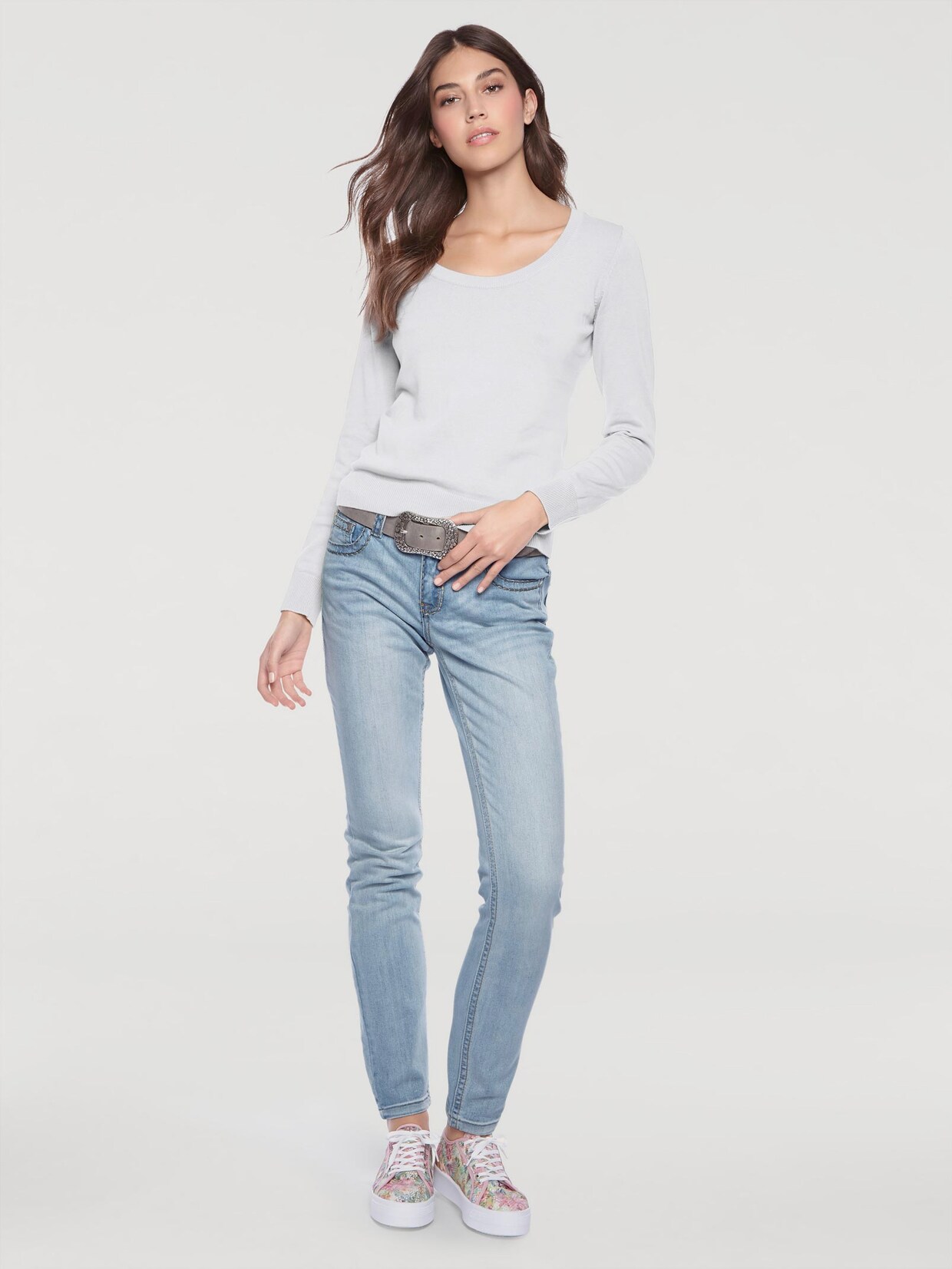 Linea Tesini Rundhals-Pullover - weiß