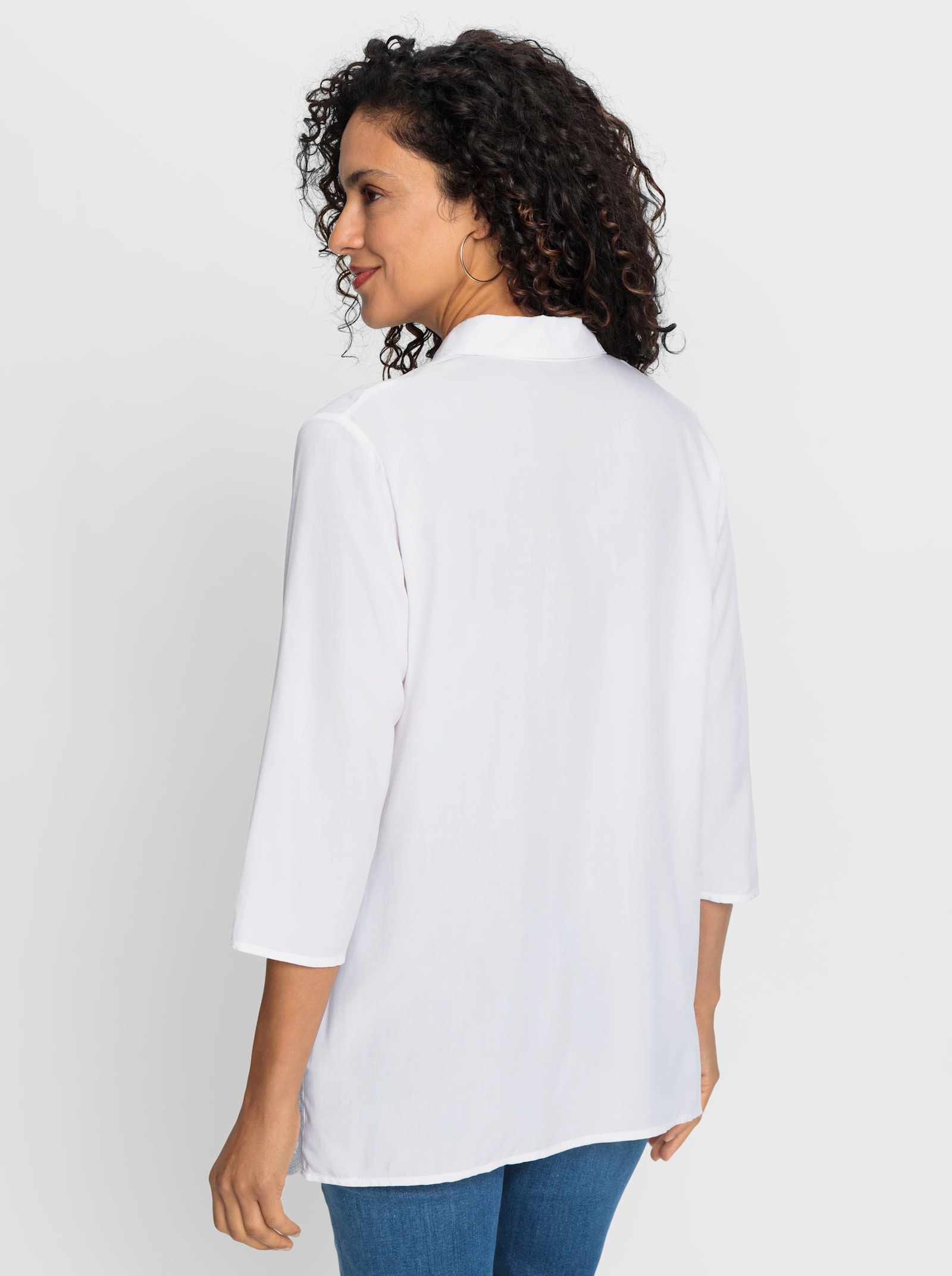 Longbluse mit Spitze am Saum - ecru