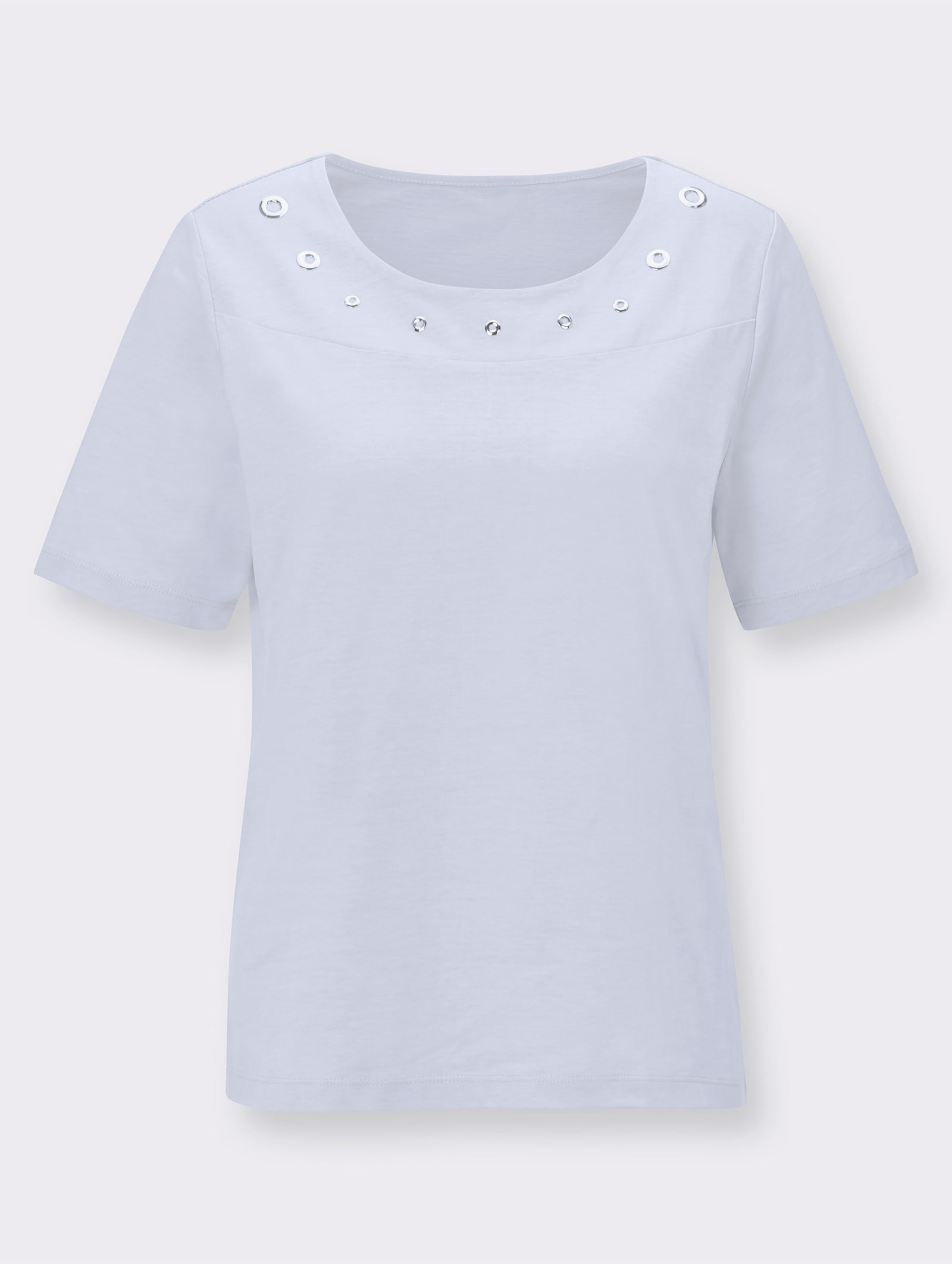 Kurzarmshirt mit Metallplättchen-Verzierung - weiß