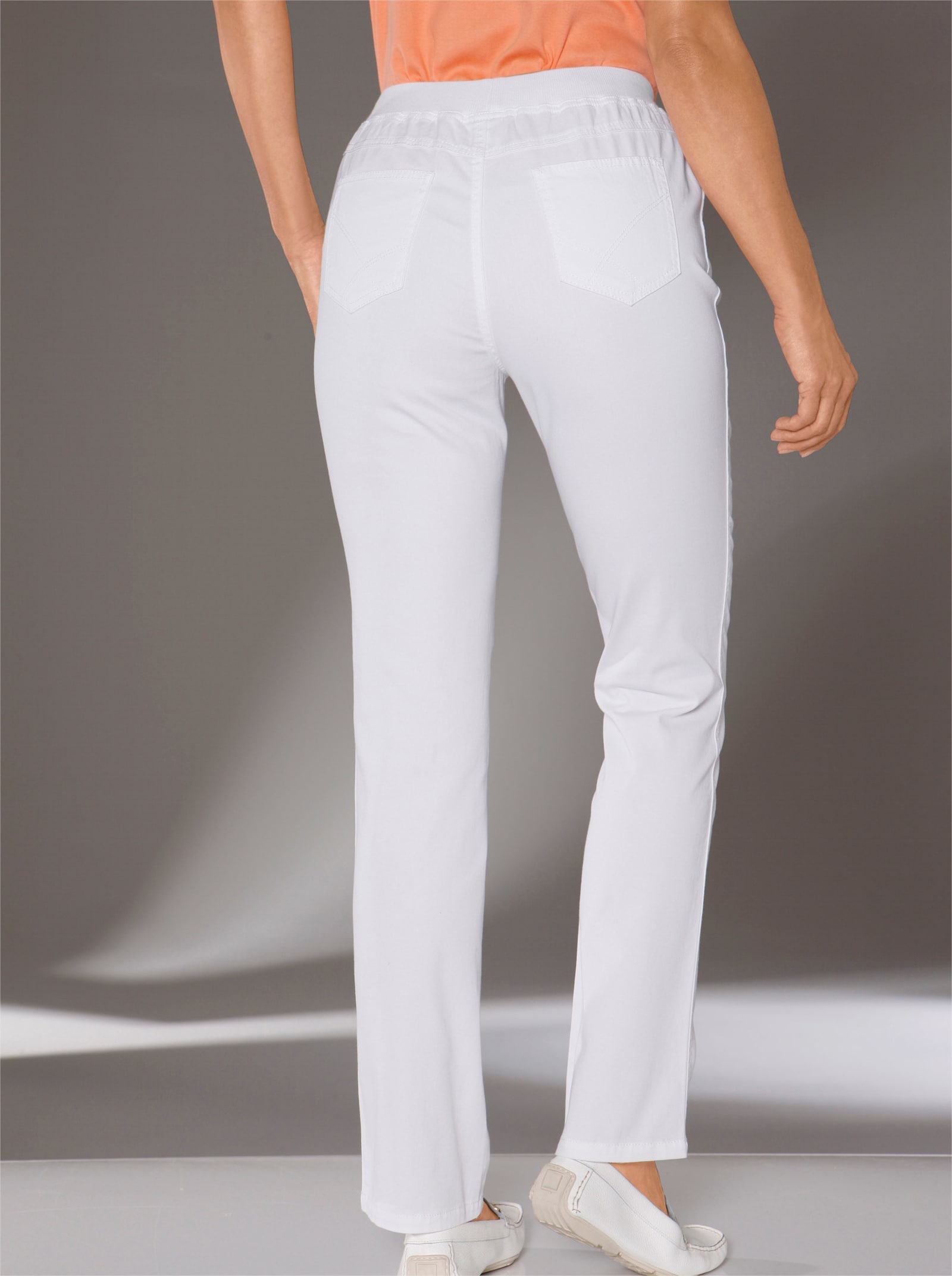 Stretch-Jeans mit Rundum-Dehnbund - weiß