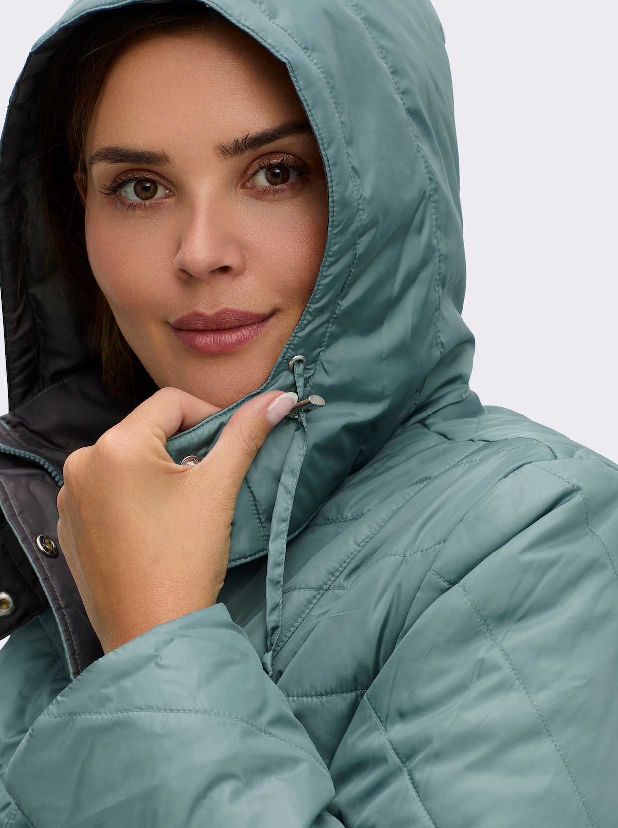 Steppjacke mit Kontrastfutter - jade-grau