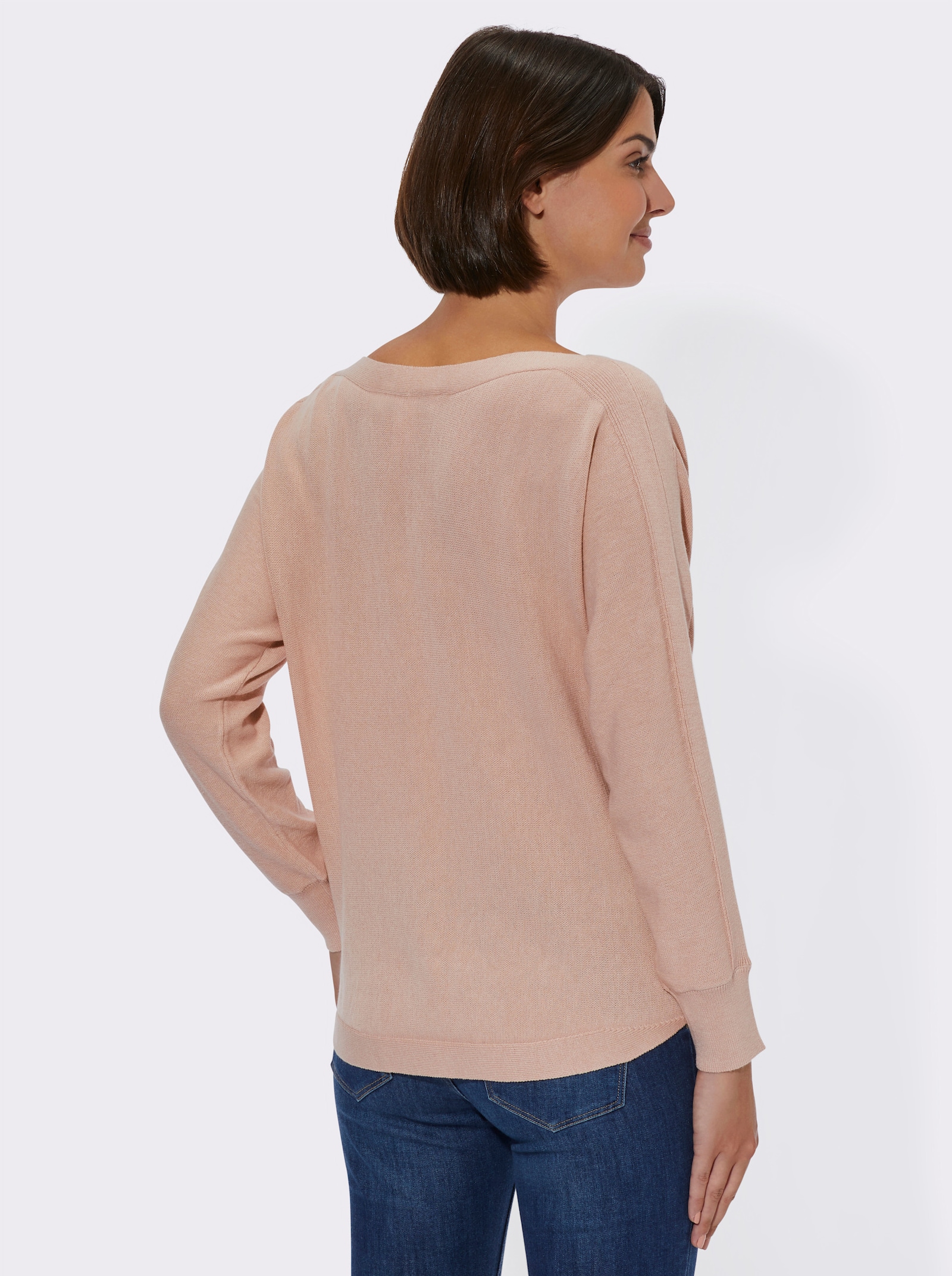 Langarm-Pullover in Jersey-Strick - puder