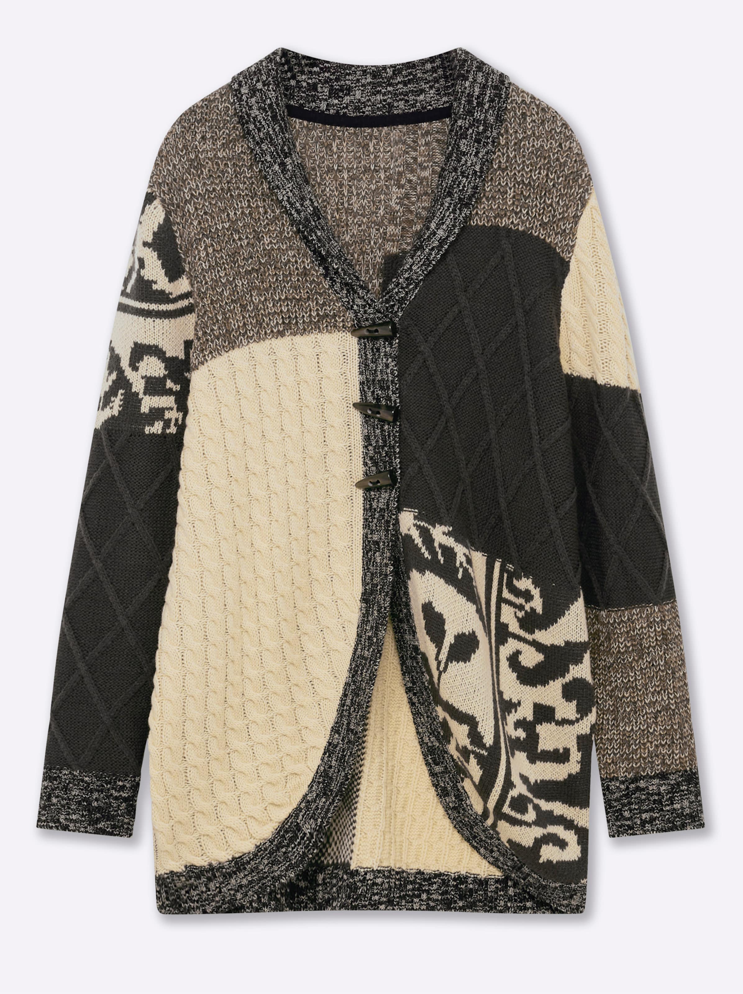 Schoko-Champagner-Gemustert Strickjacke - Bild 2