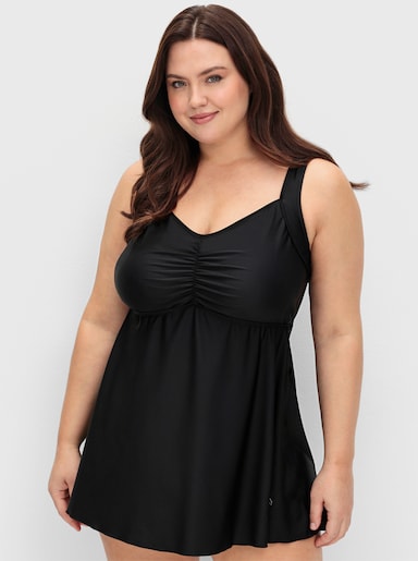sheego Tankini-Oberteil in Longform - schwarz