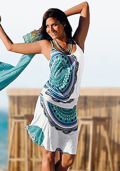 Beachtime Strandkleid - blau-bedruckt