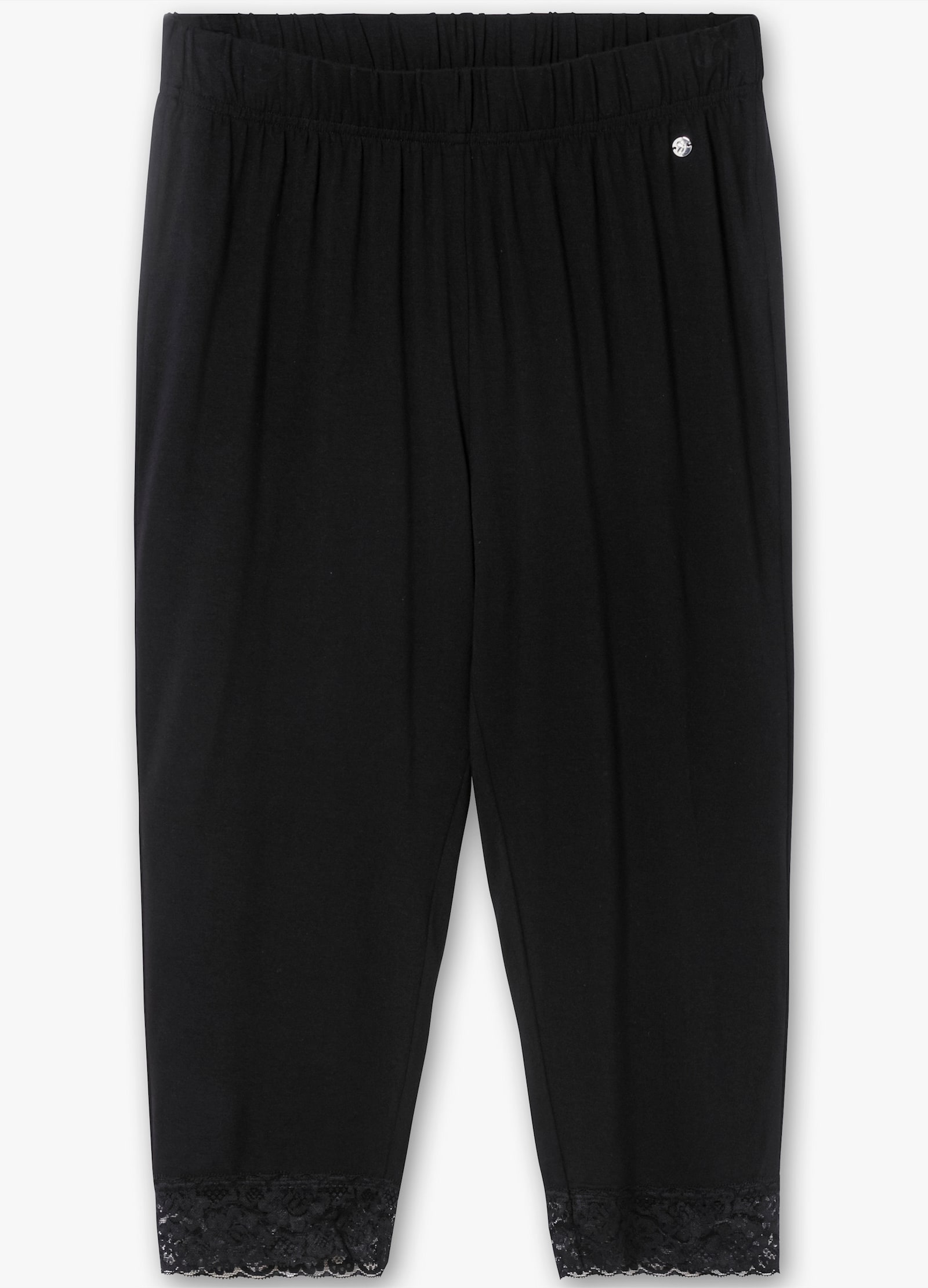 sheego Shirt und Leggings mit femininen Details - schwarz-weiß