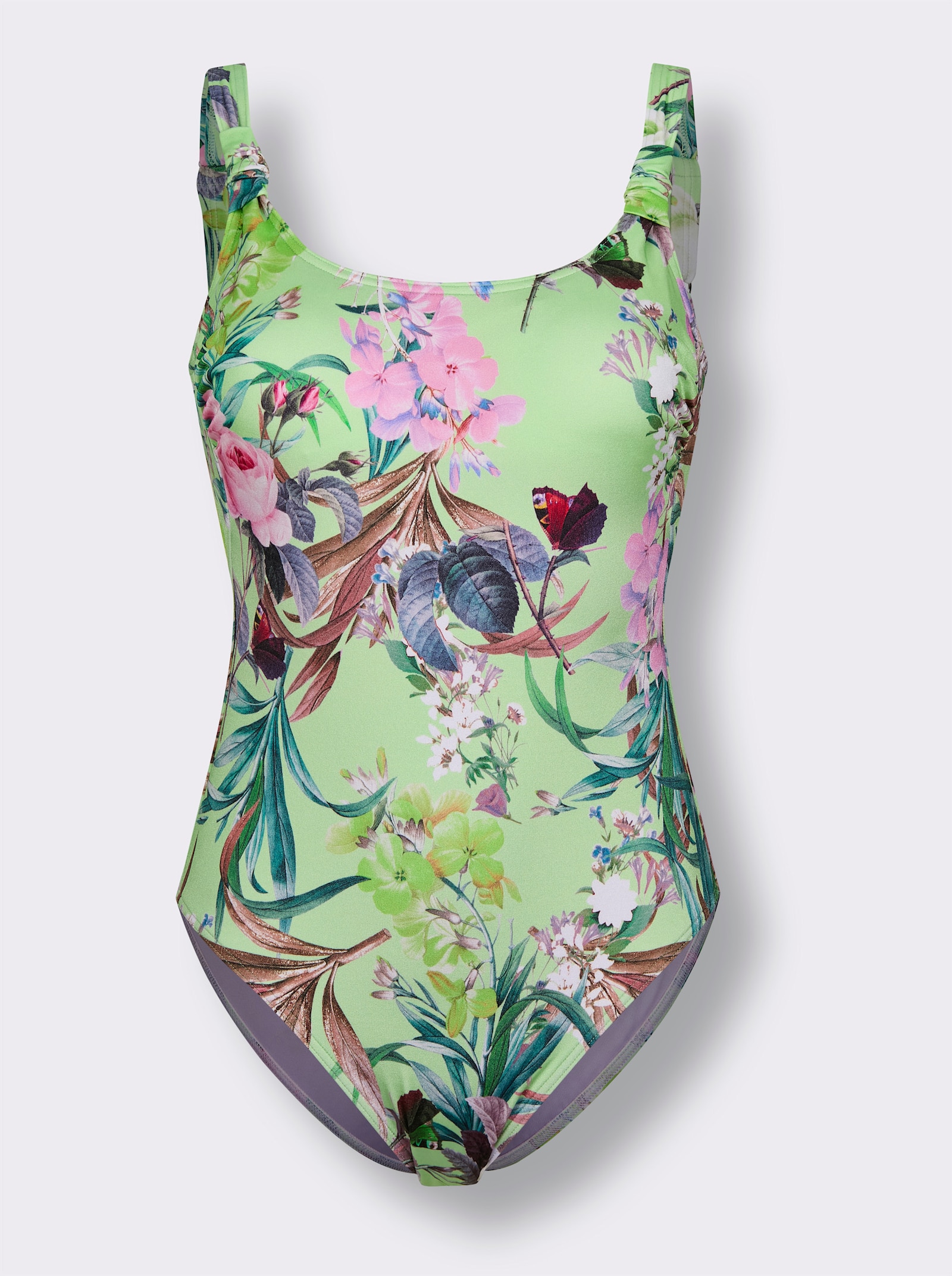 Olympia Badeanzug - reseda-rosé-bedruckt