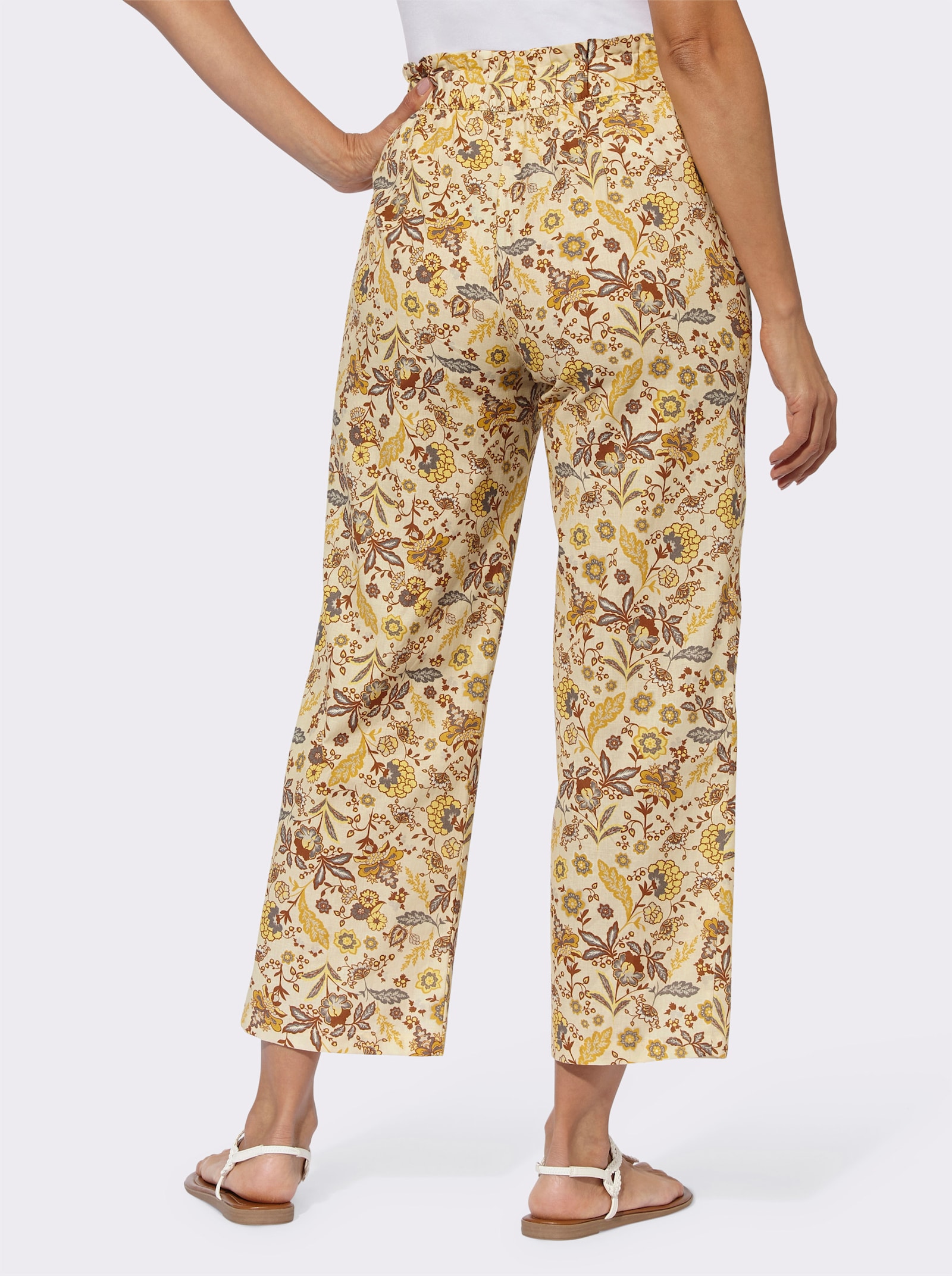 7/8-Hose im Baumwoll-Leinen-Mix - vanille-sand-bedruckt