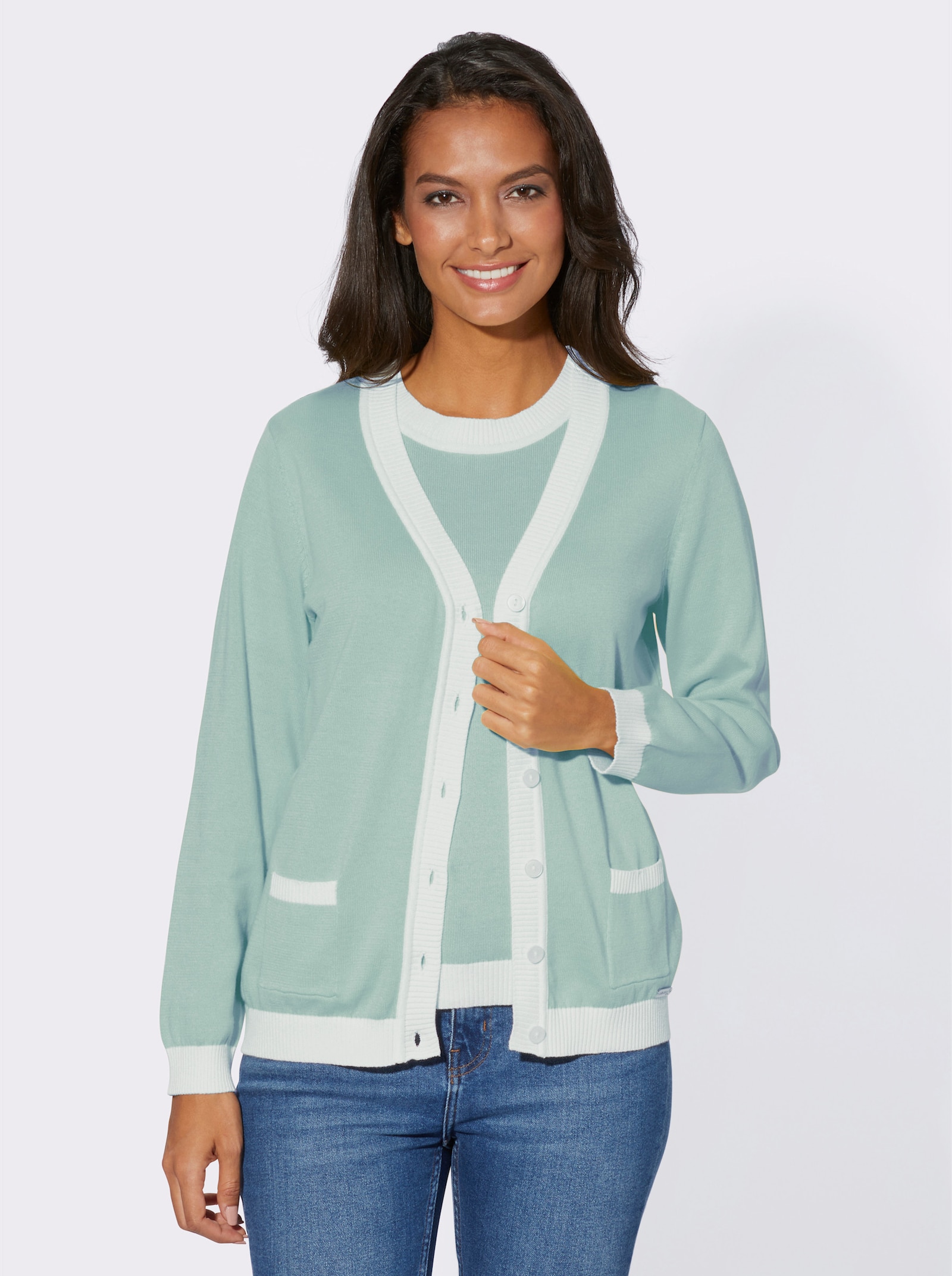 Twin-Set aus reiner Baumwolle - kalkmint