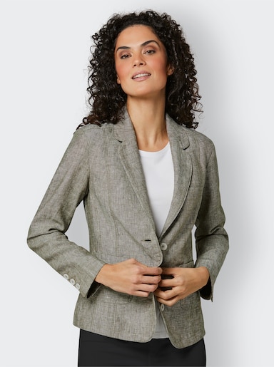 CREATION L PREMIUM Leinenblazer mit Reverskragen - khaki-weiß-meliert