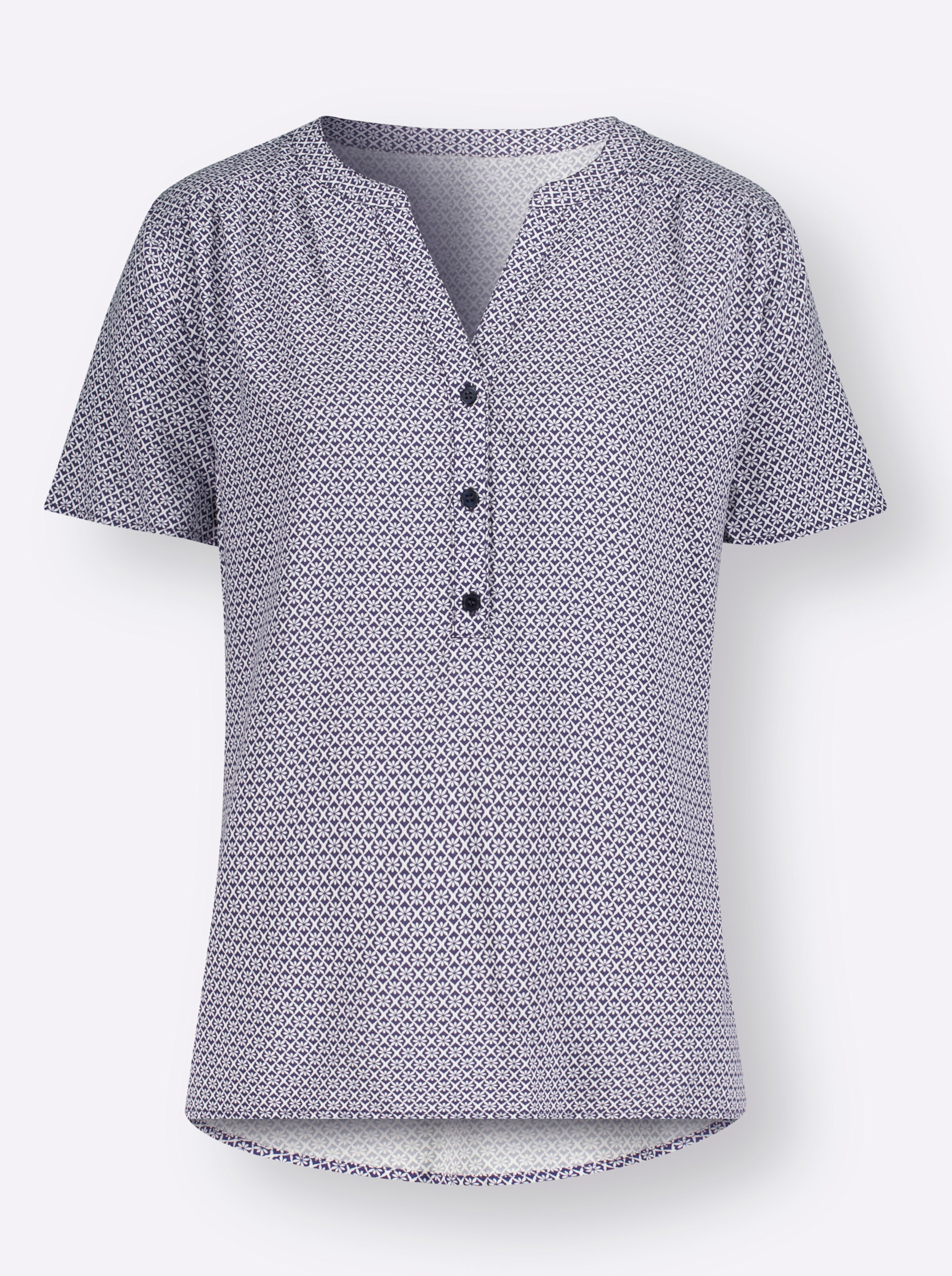 Witt Weiden Damen Druckbluse ecru nachtblau bedruckt  - Onlineshop Witt Weiden