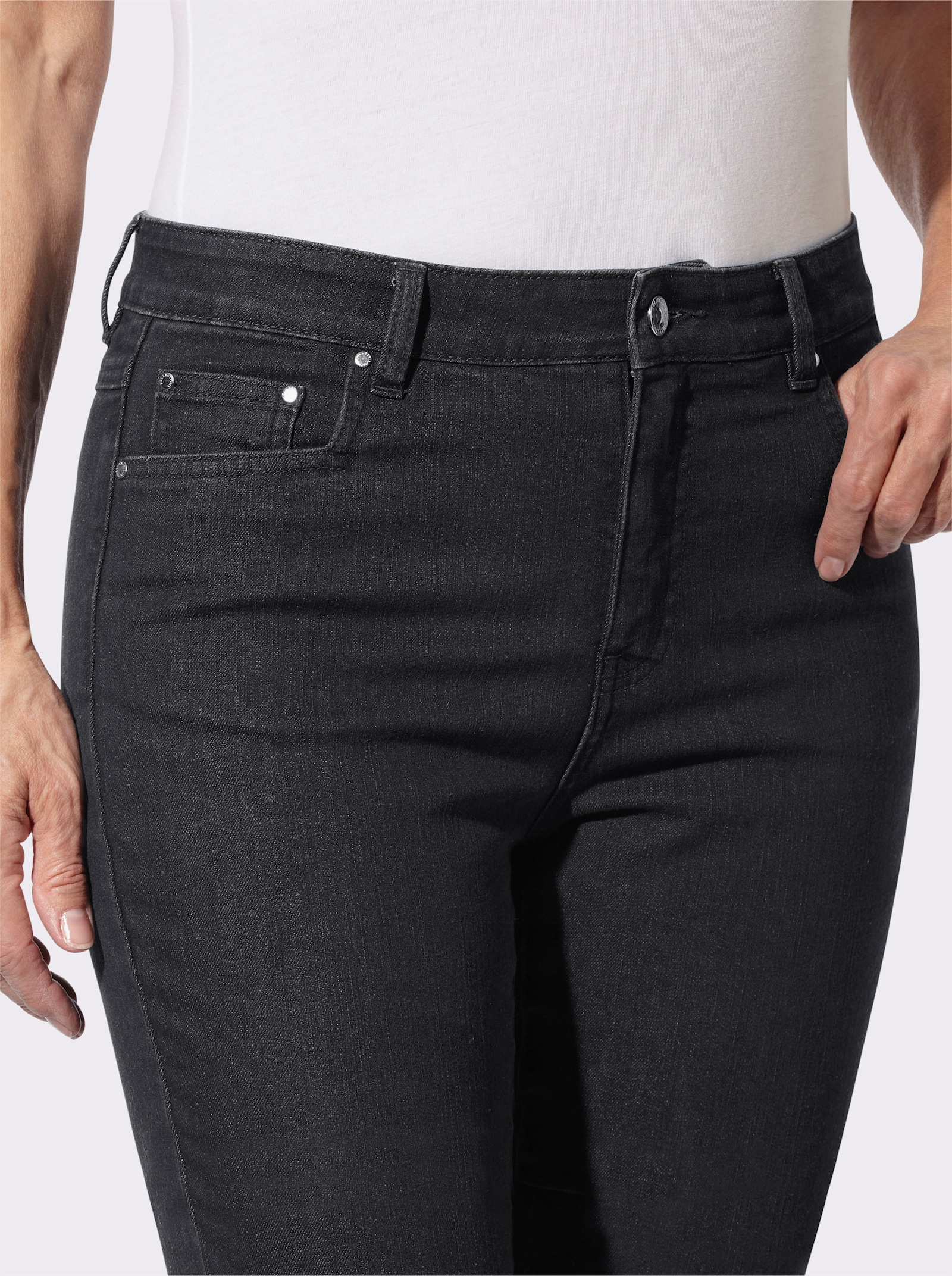 Thermojeans mit innenliegendem Dehnbund - black-denim