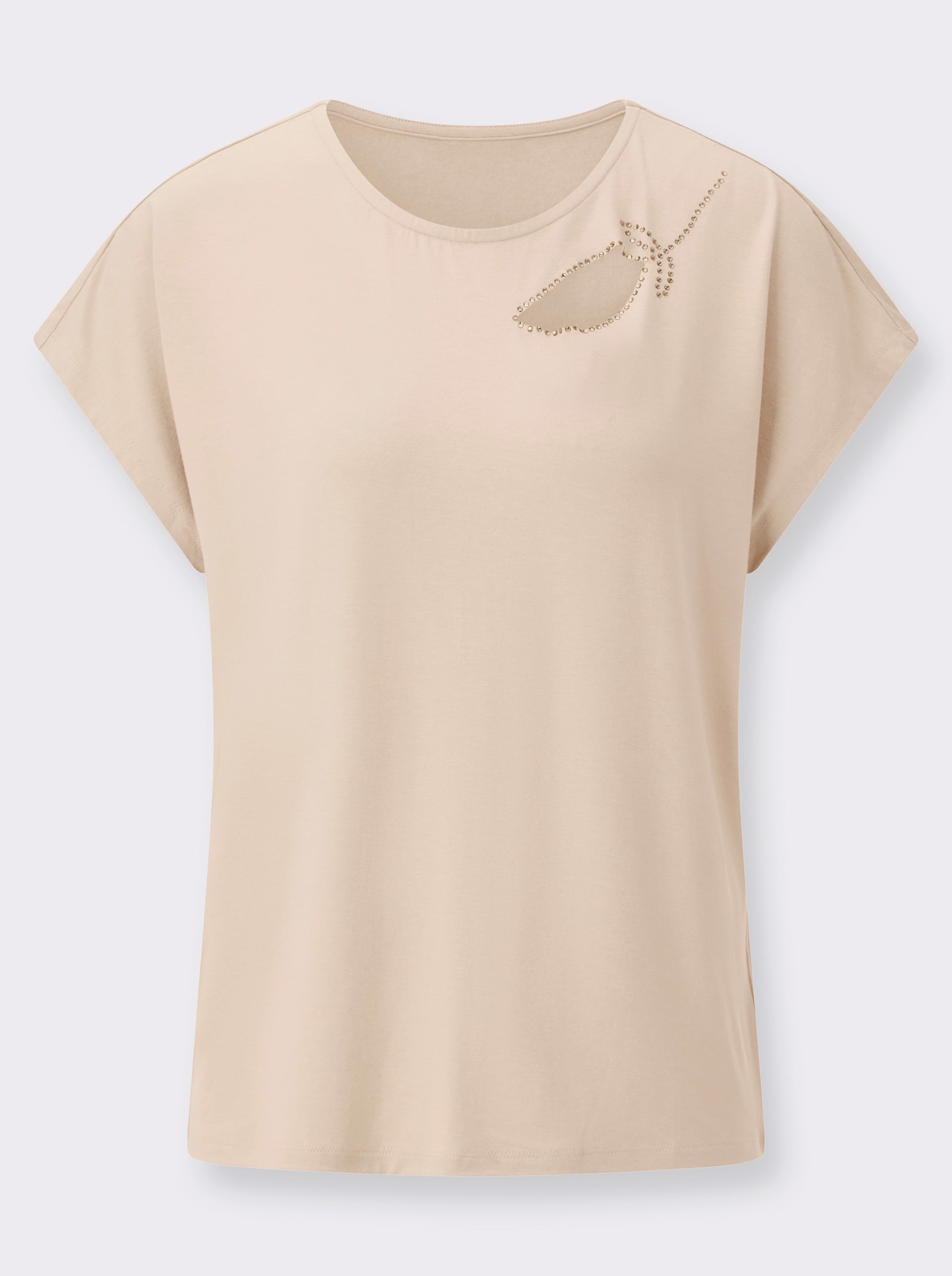 Kurzarmshirt mit Cut-out - elfenbein