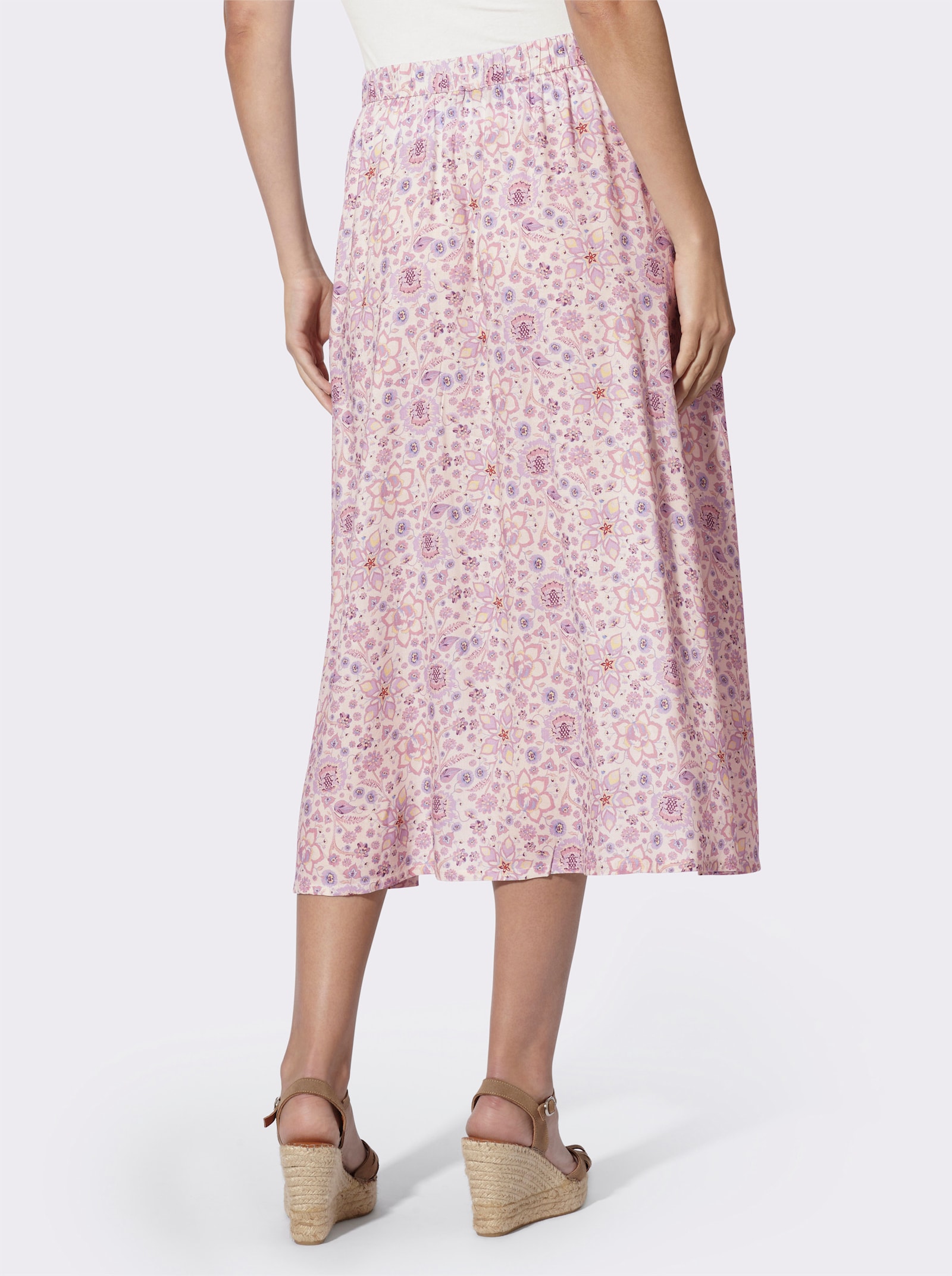 heine Jupe d'été avec motif mille fleurs - couleur ivoire-parme imprimé