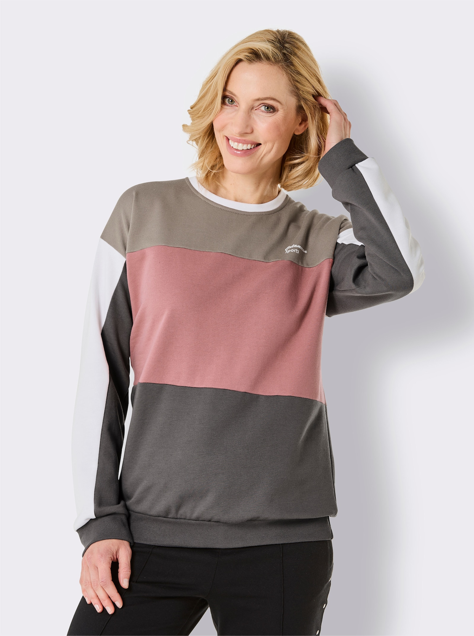 Catamaran Sports Sweatshirt in Colour-Blocking - anthrazit-rosenholz