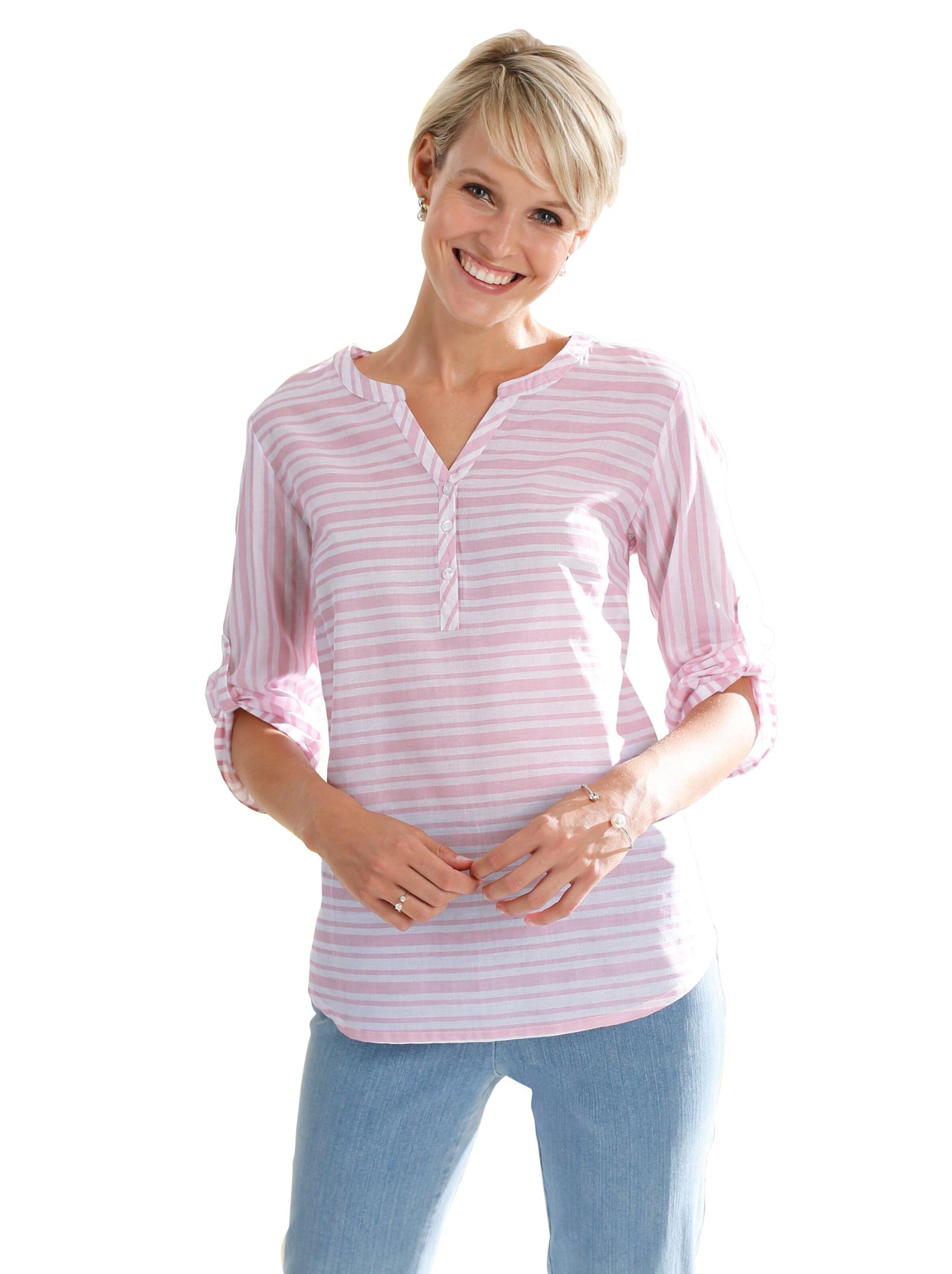 Bluse - rosé-geringelt