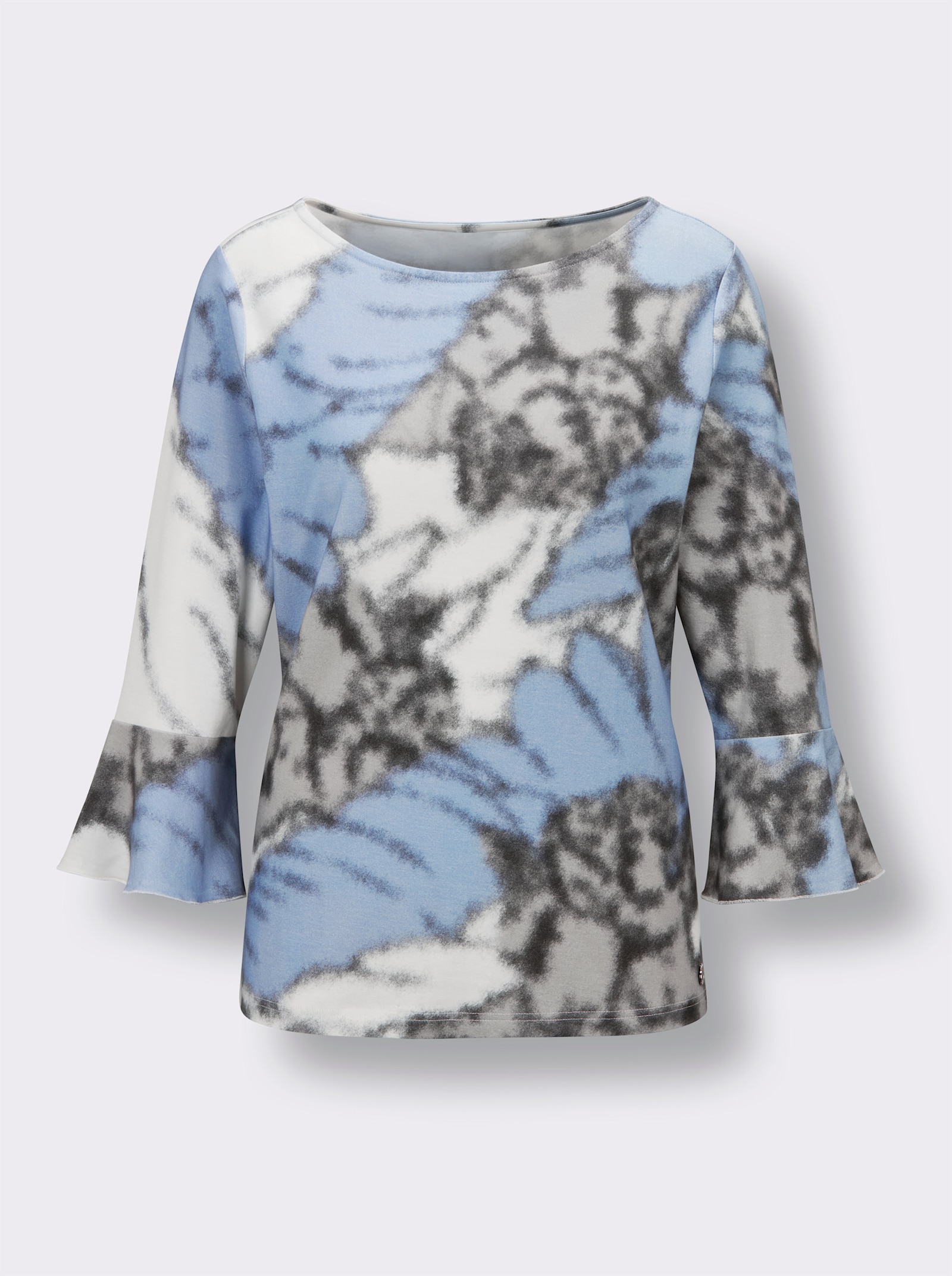 CREATION L PREMIUM 3/4-Arm-Shirt mit Volants - ecru-eisblau