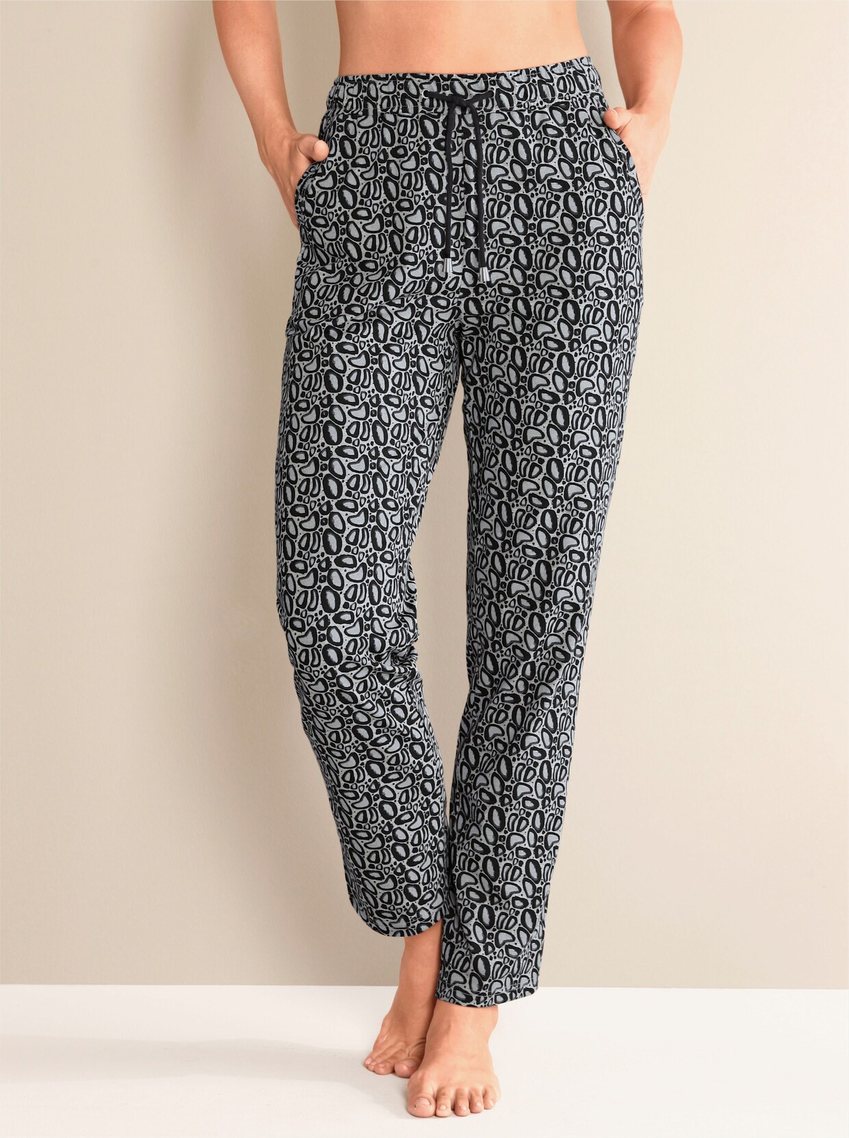 Vrijetijdsbroek - grijs geprint