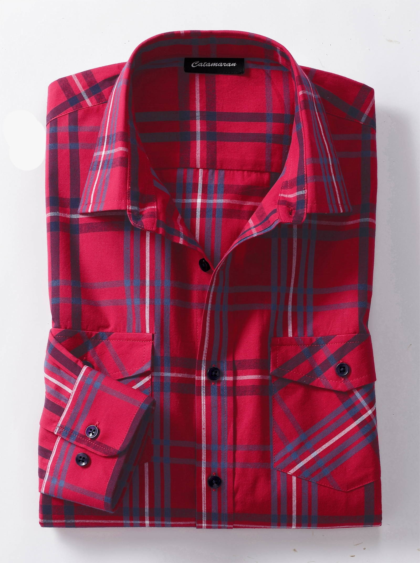 Catamaran Langarm-Hemd - rot-kariert