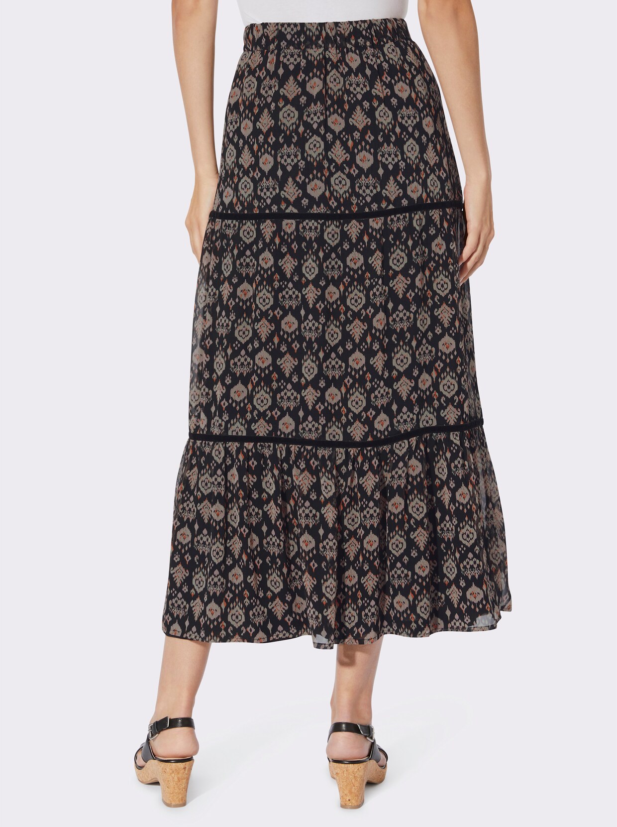 heine Chiffon rok - zwart/beige geprint