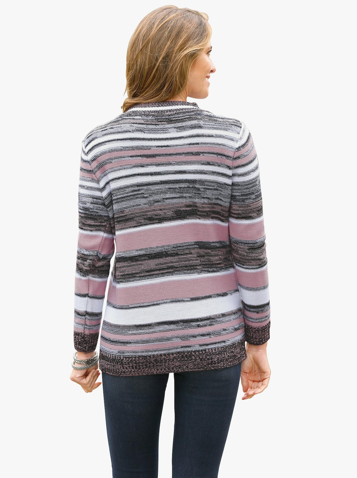 Pletený svetr - růžová-proužek