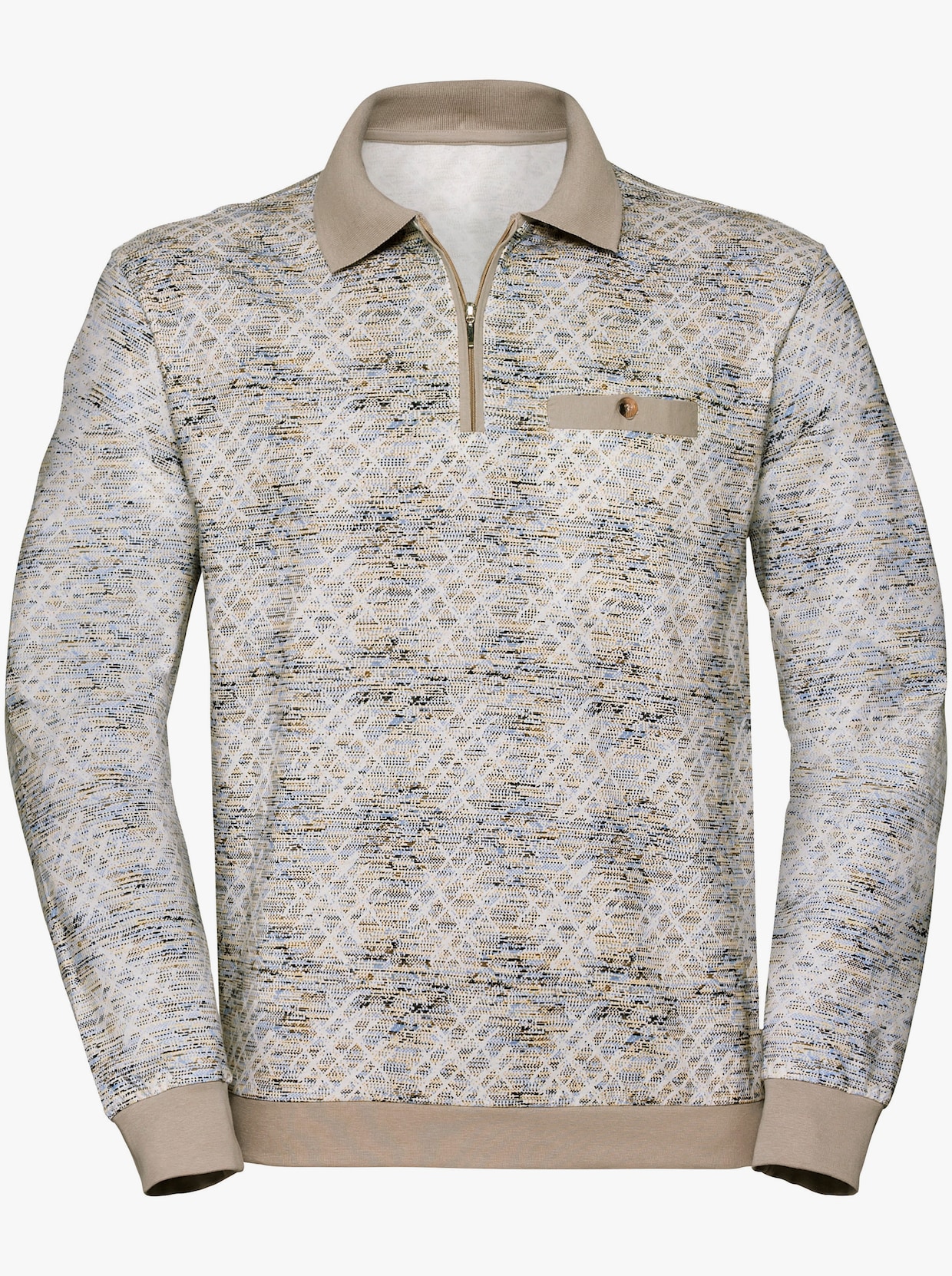 Marco Donati Poloshirt met lange mouwen - wit geprint