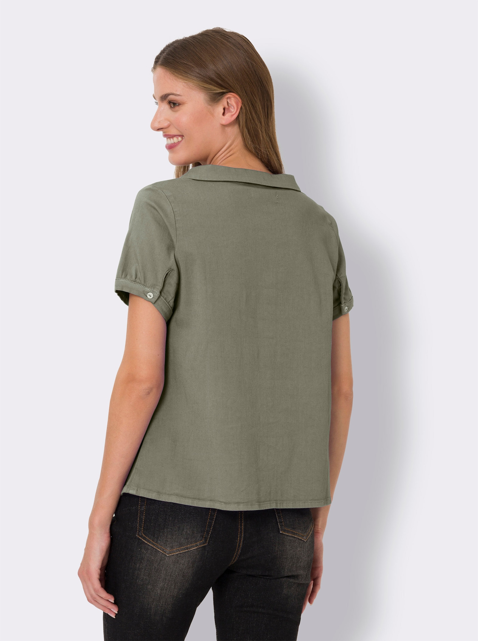 heine Jeansbluse mit Bubikragen - khaki