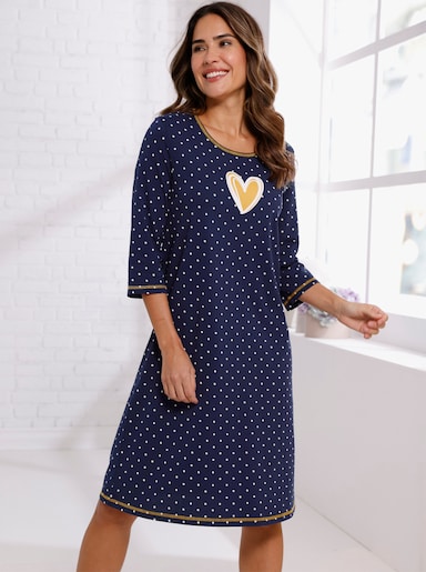 Nachthemd in A-Form - marine-ecru-bedruckt