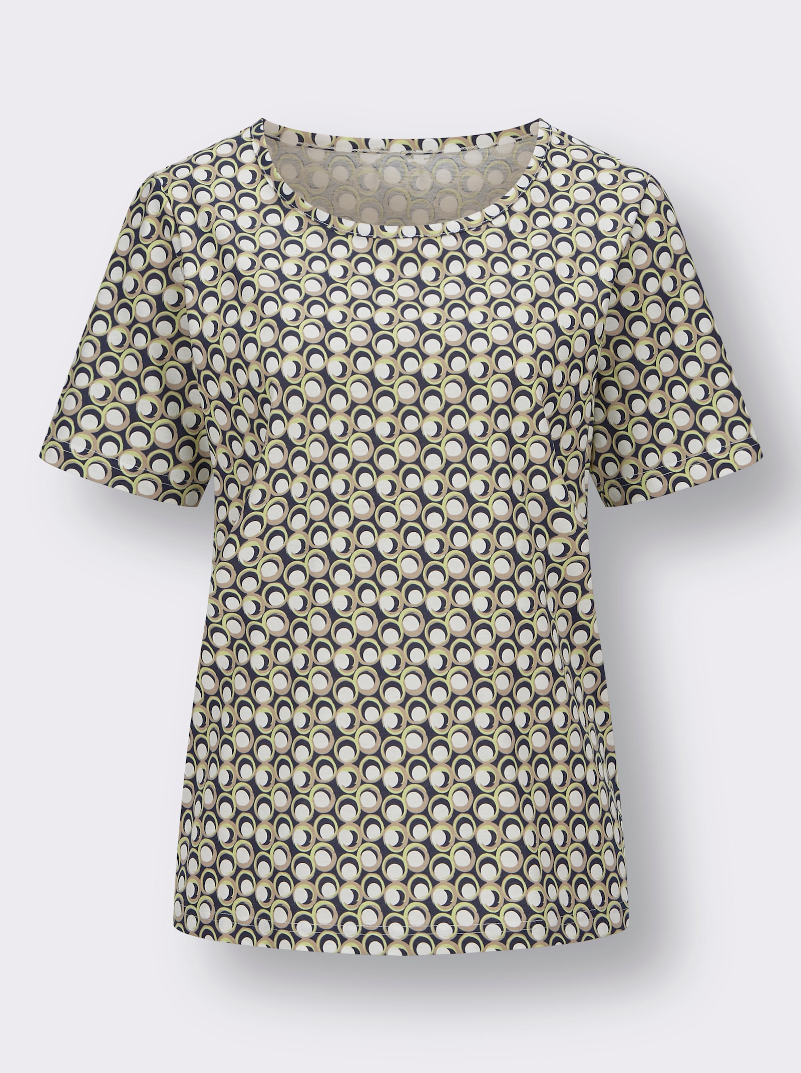 Kurzarmshirt mit Kringel-Muster - pistazie-marine-bedruckt