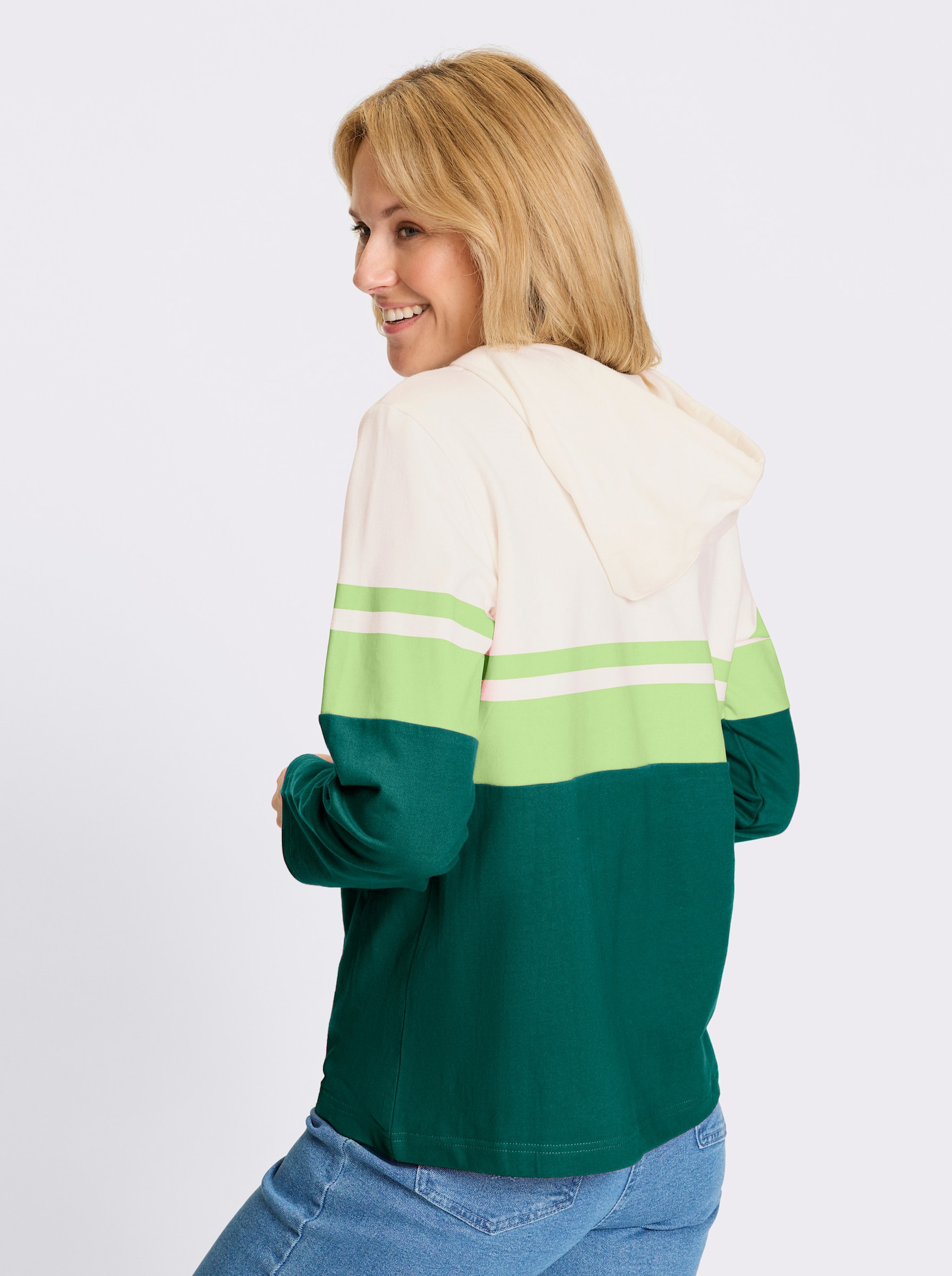 Sweatshirt met colour-blocking-dessin - groen/resedagroen