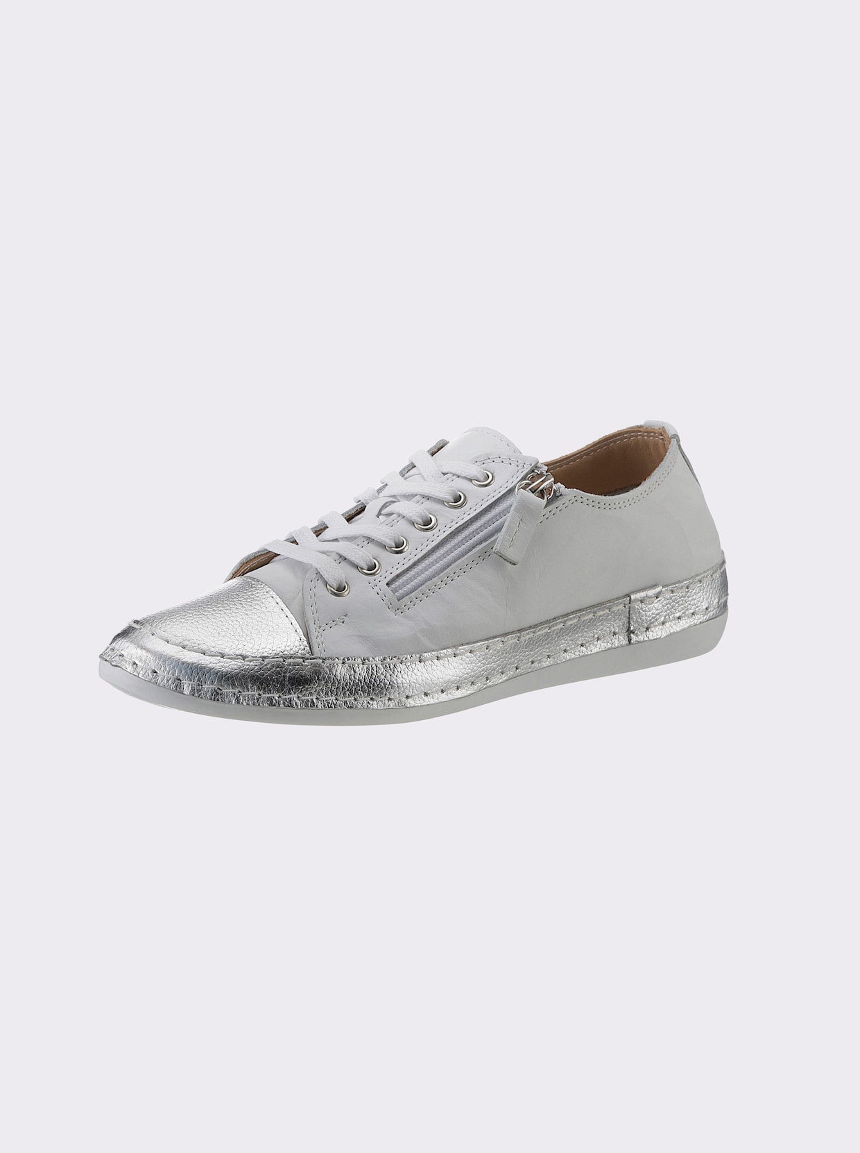 Andrea Conti Chaussures à lacets - blanc-couleur argenté