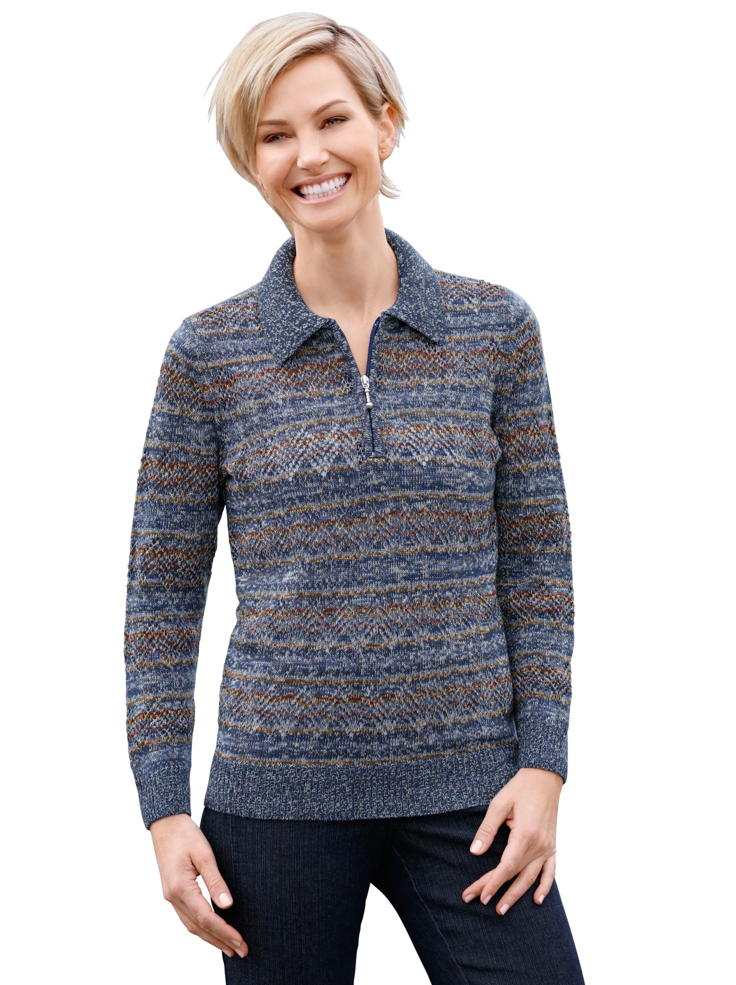 Pullover - blau-gemustert