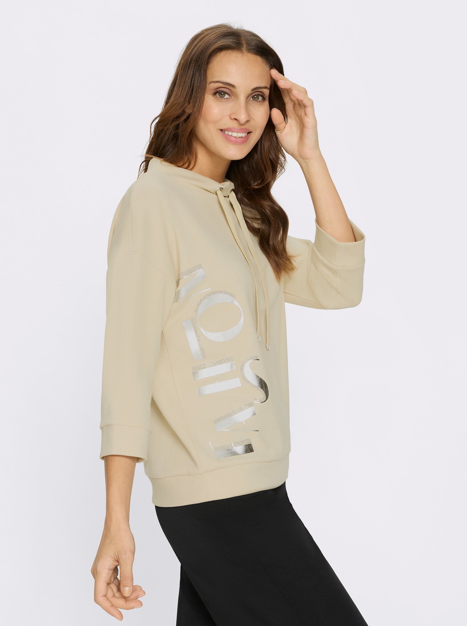 Sweatshirt mit Schriftzug - sand