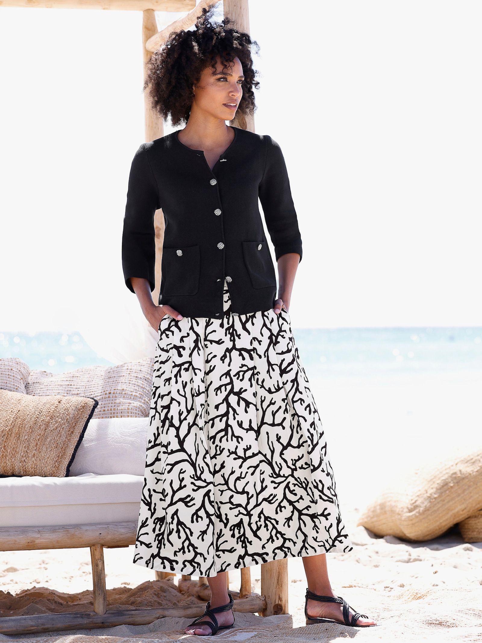 heine Feinstrickjacke mit Taschen - schwarz